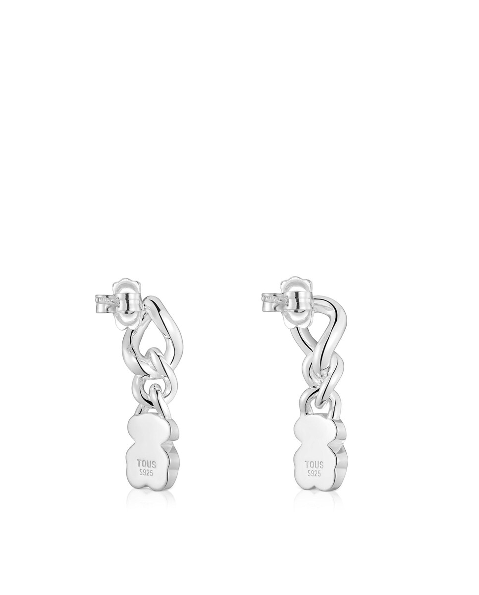 Pendientes Icon Color cortos oso de plata con ónix Negro-3