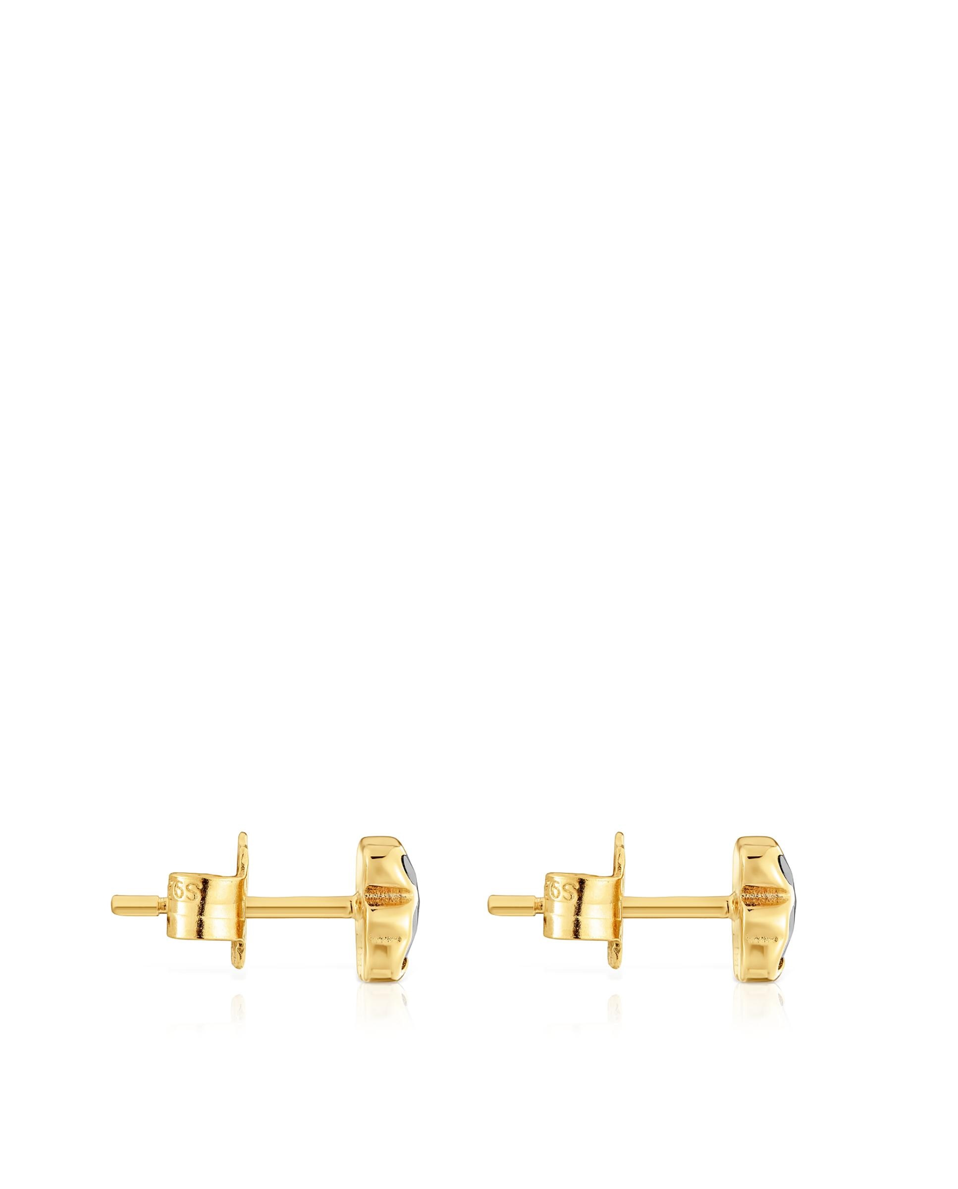 Brincos Icon Color Urso Banhado em Ouro 18 Kt sobre Prata com Ónix Preto-2
