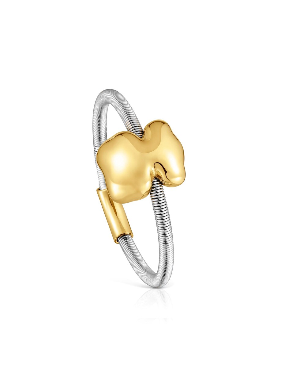 Anillo Mesh Tube con oso pequeño de oro y acero · Tous · El Corte