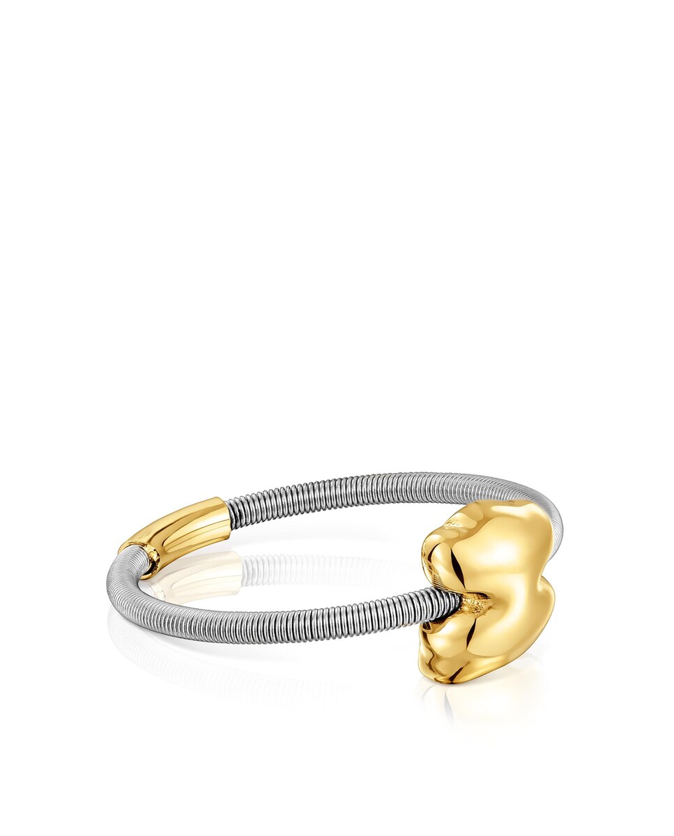 Anillo Mesh Tube con oso pequeño de oro y acero · Tous · El Corte