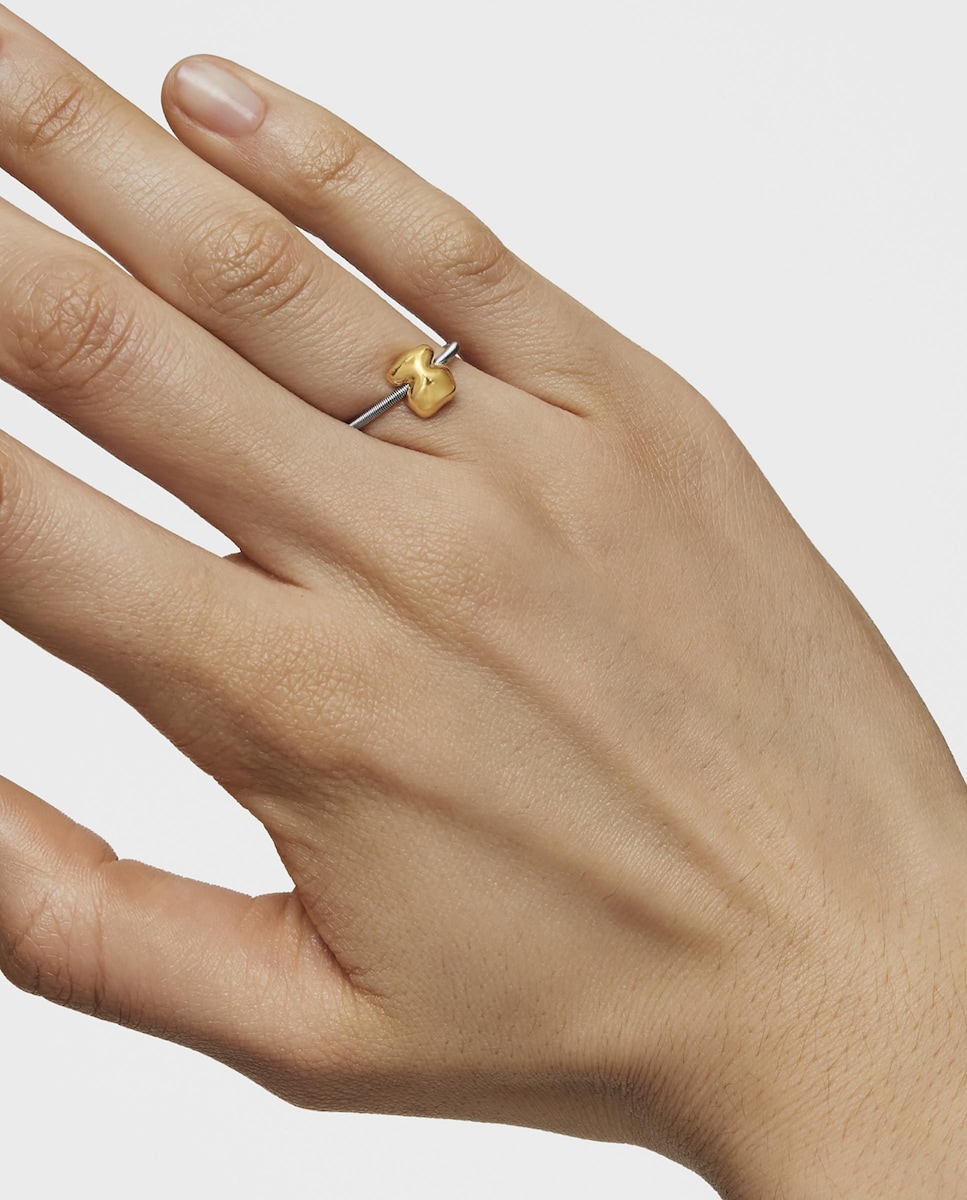 Anillo Mesh Tube con oso pequeño de oro y acero · Tous · El Corte