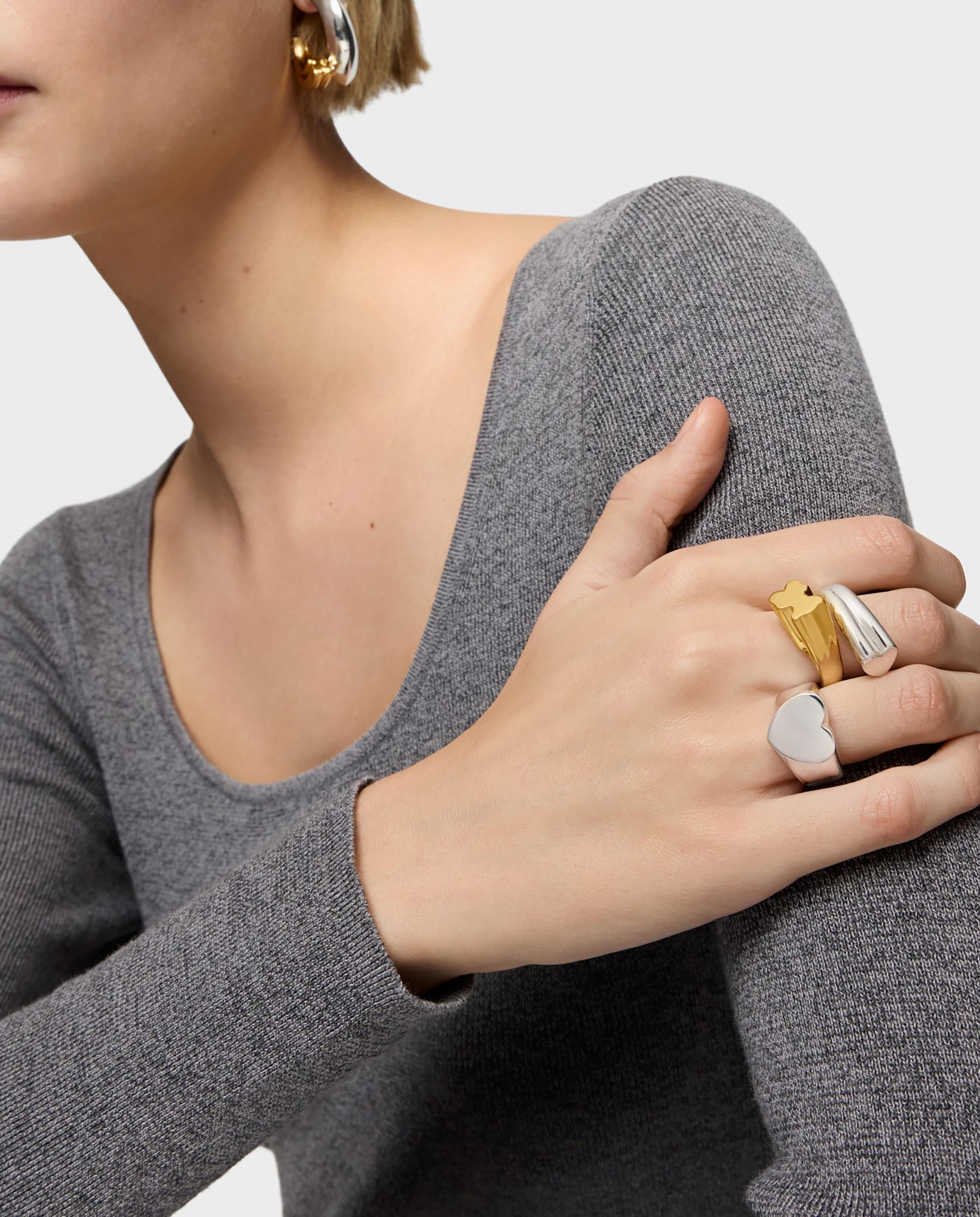 Anillo tous 1950 mediano con oso y corazón - Bicolor Bicolor-4