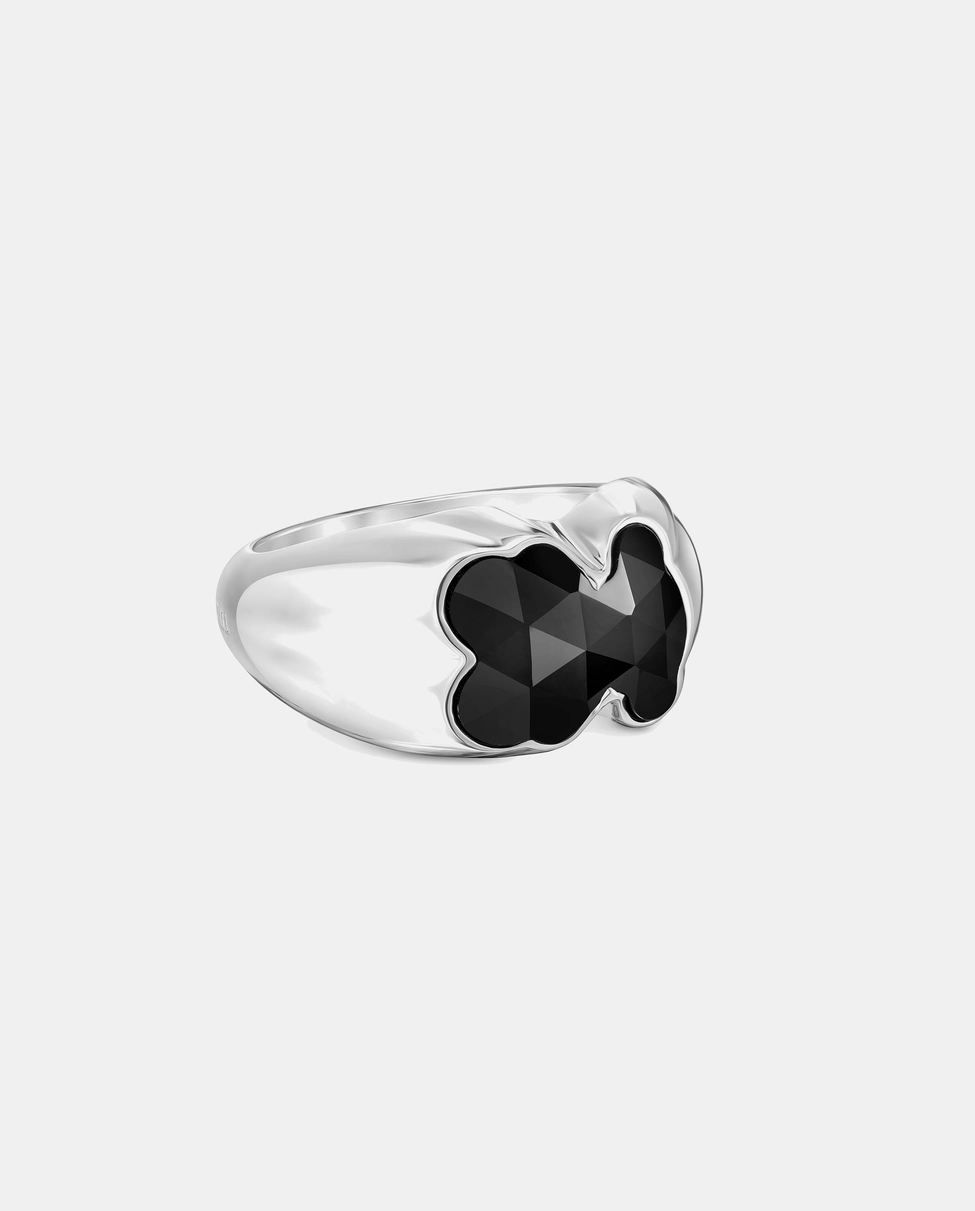 Anillo sello icon color mediano de plata con oso en ónix - Tous - Negro Negro-2