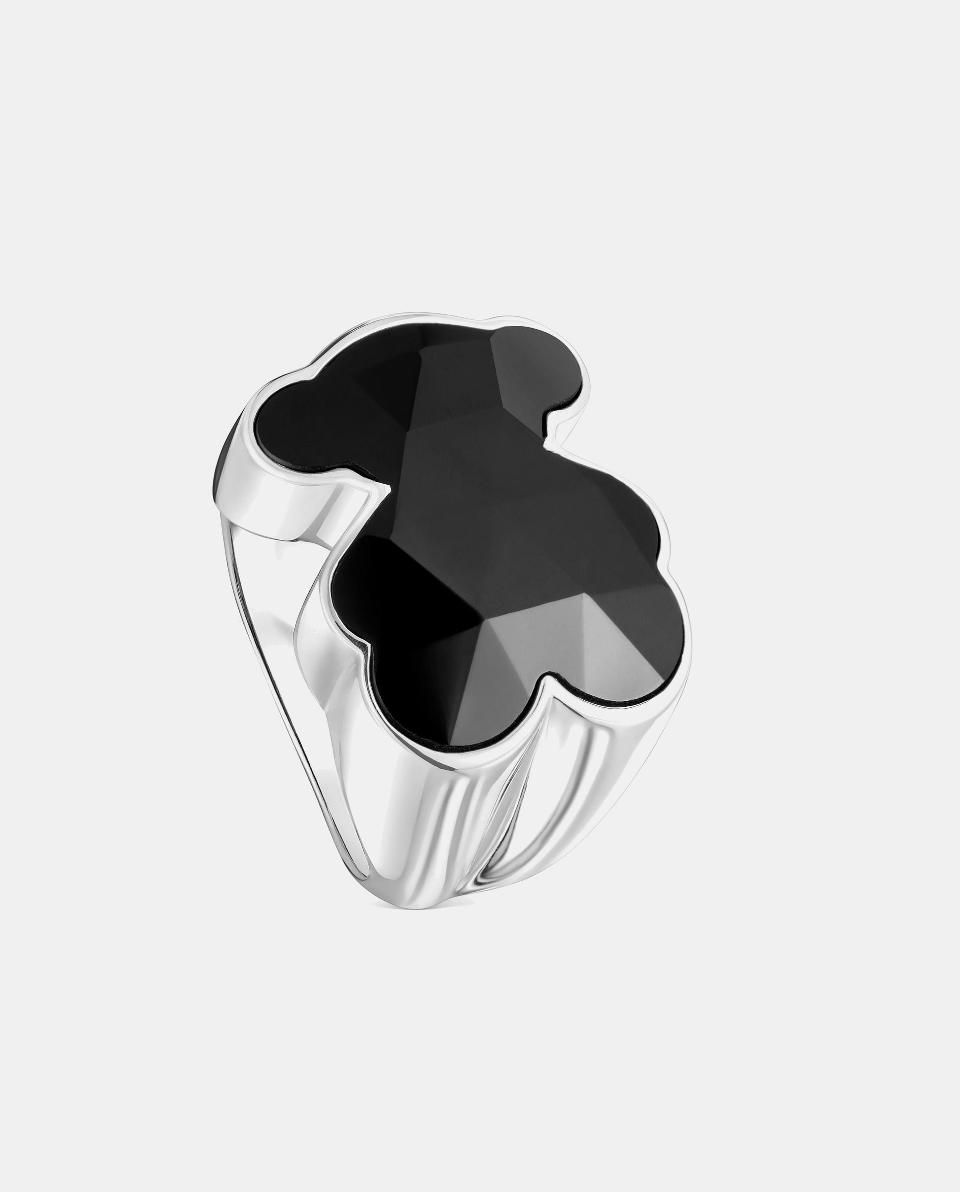 Anillo sello icon color de plata con oso en ónix - Tous - Negro Negro-1