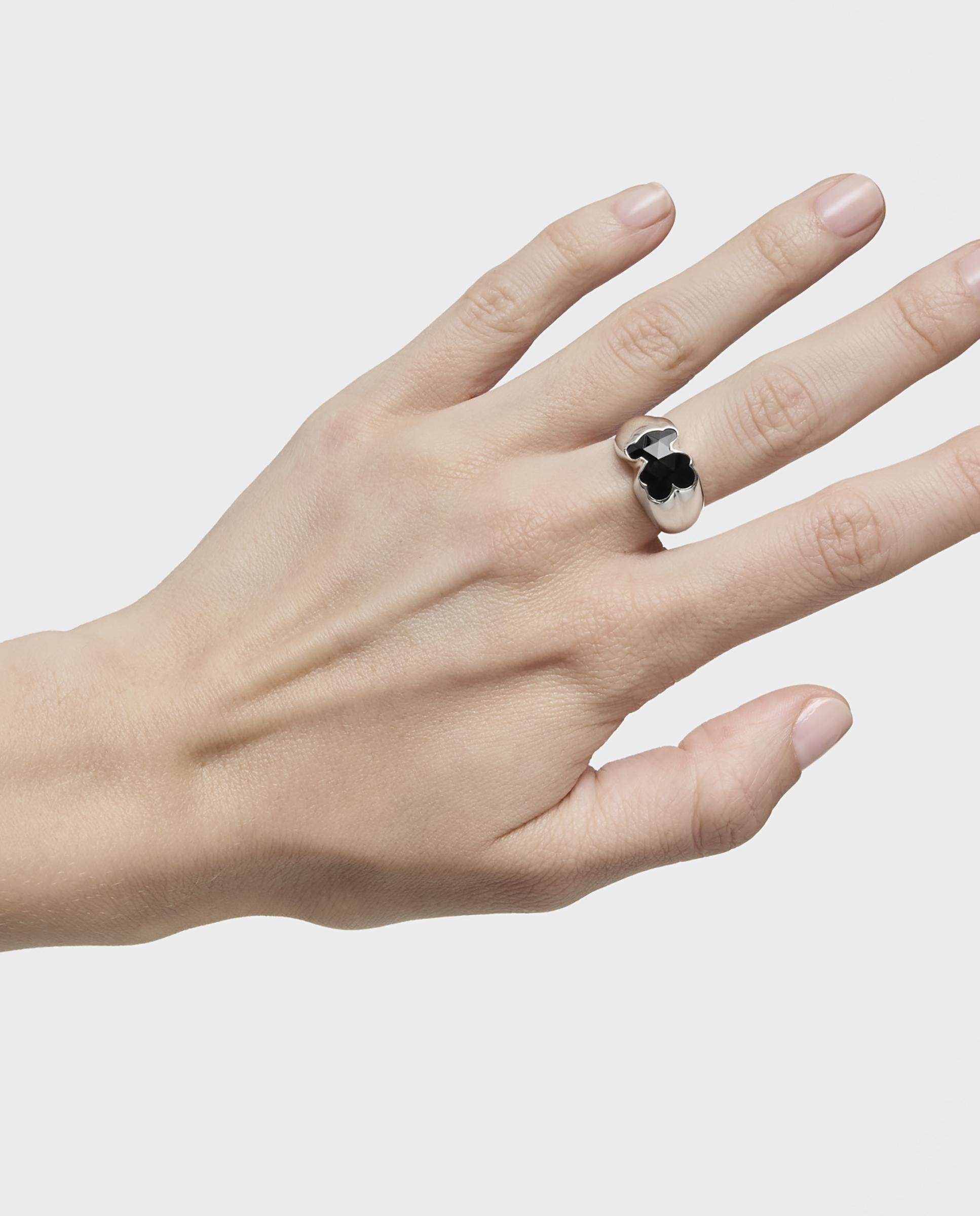 Anillo sello icon color de plata con oso en ónix - Tous - Negro Negro-5