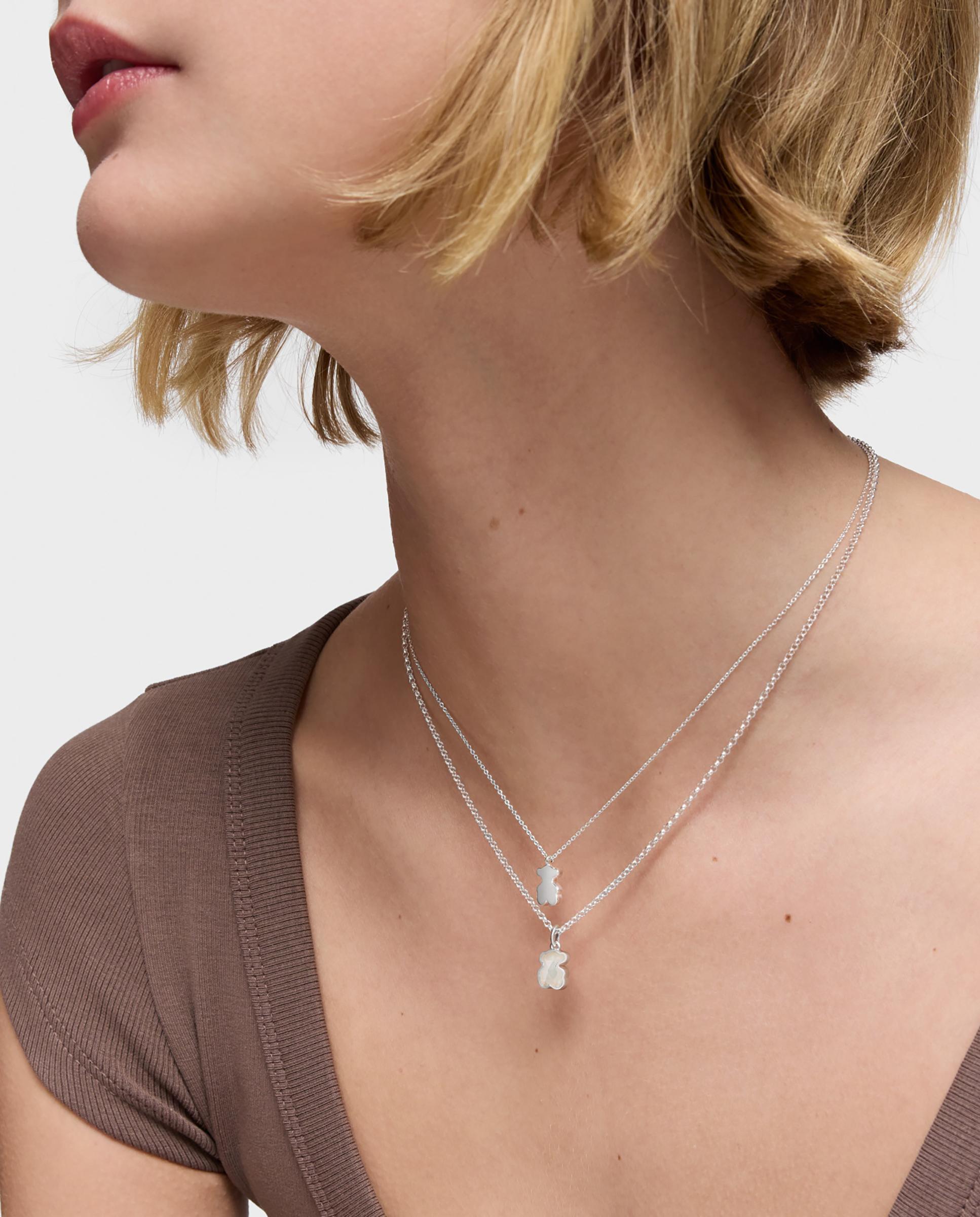 Cadena con colgante icon color corto de plata con oso en nácar - Tous - Blanco Blanco-4