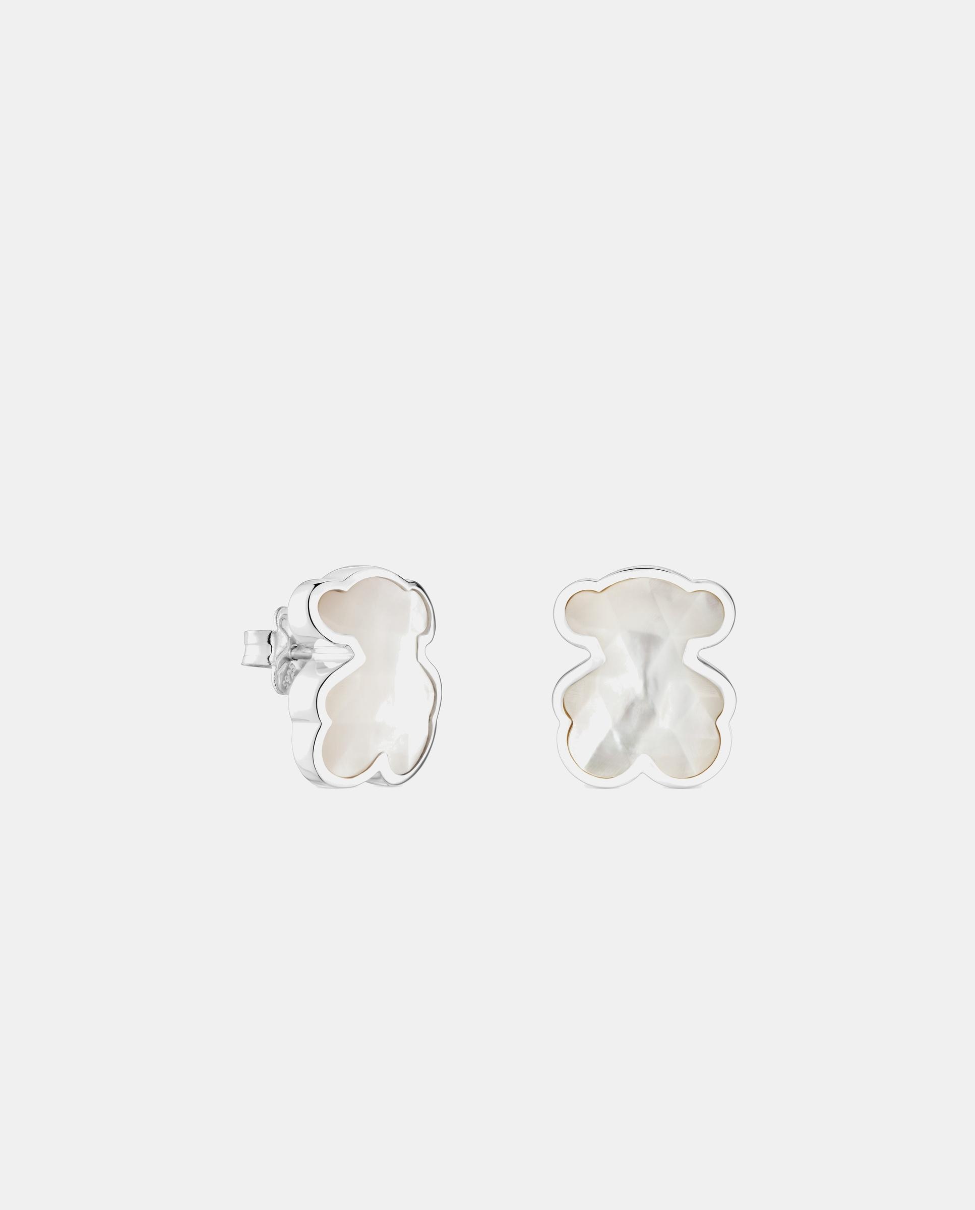 Imagen 1 de Pendientes icon color oso de plata y nácar 16 mm - Tous - Blanco Blanco