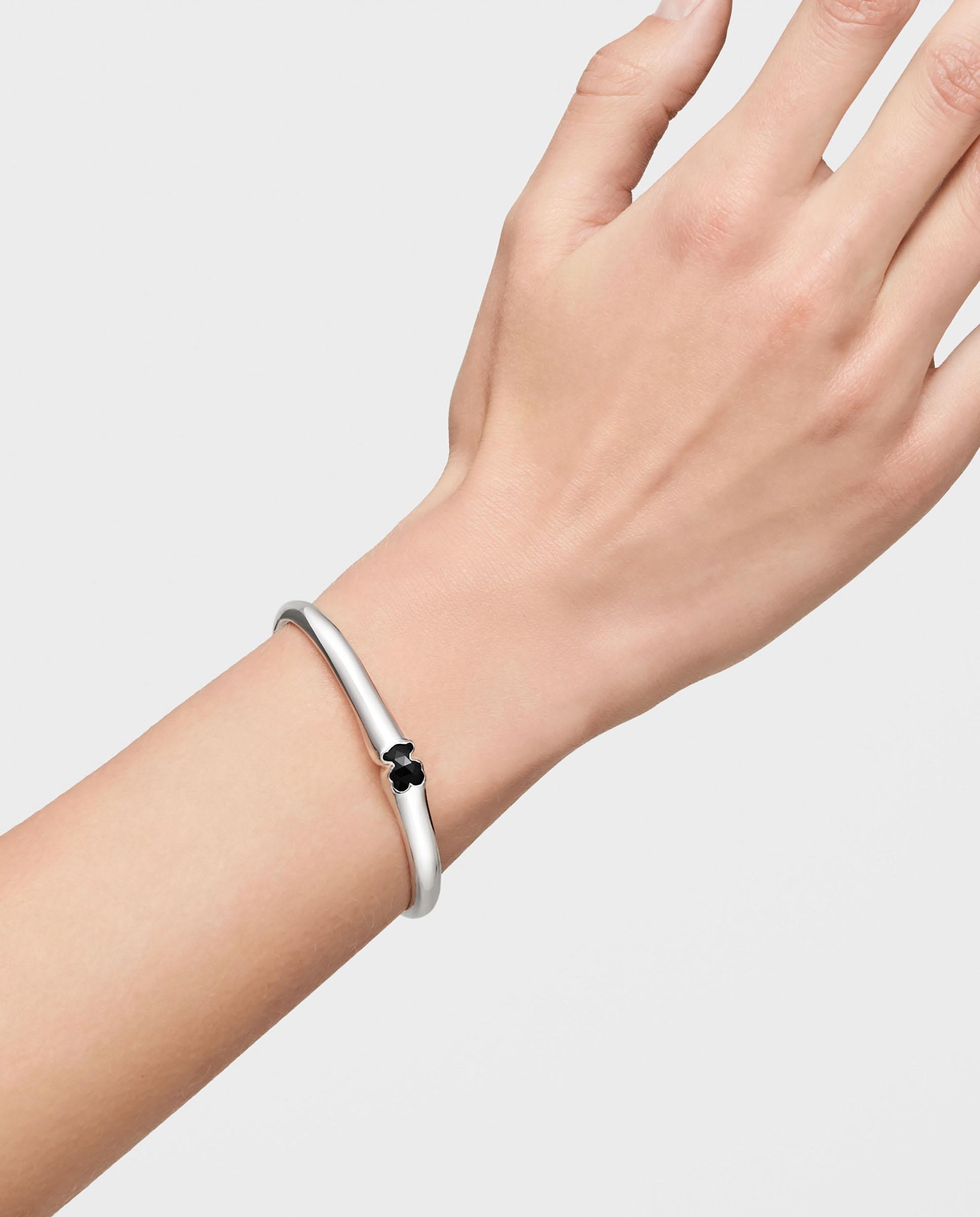 Pulsera icon color de plata con oso en ónix 10 mm - Tous - Negro Negro-5