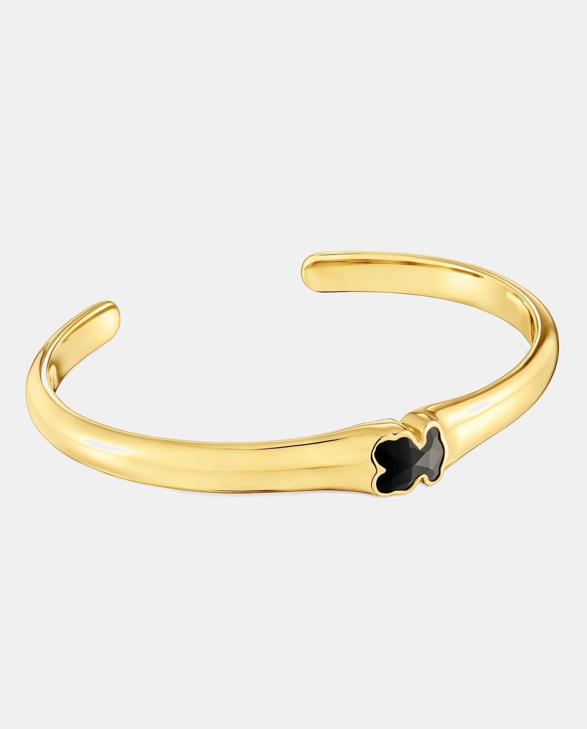 Imagen 0 de Pulsera icon color bañado en de oro 18 kt sobre plata y oso en ónix Negro