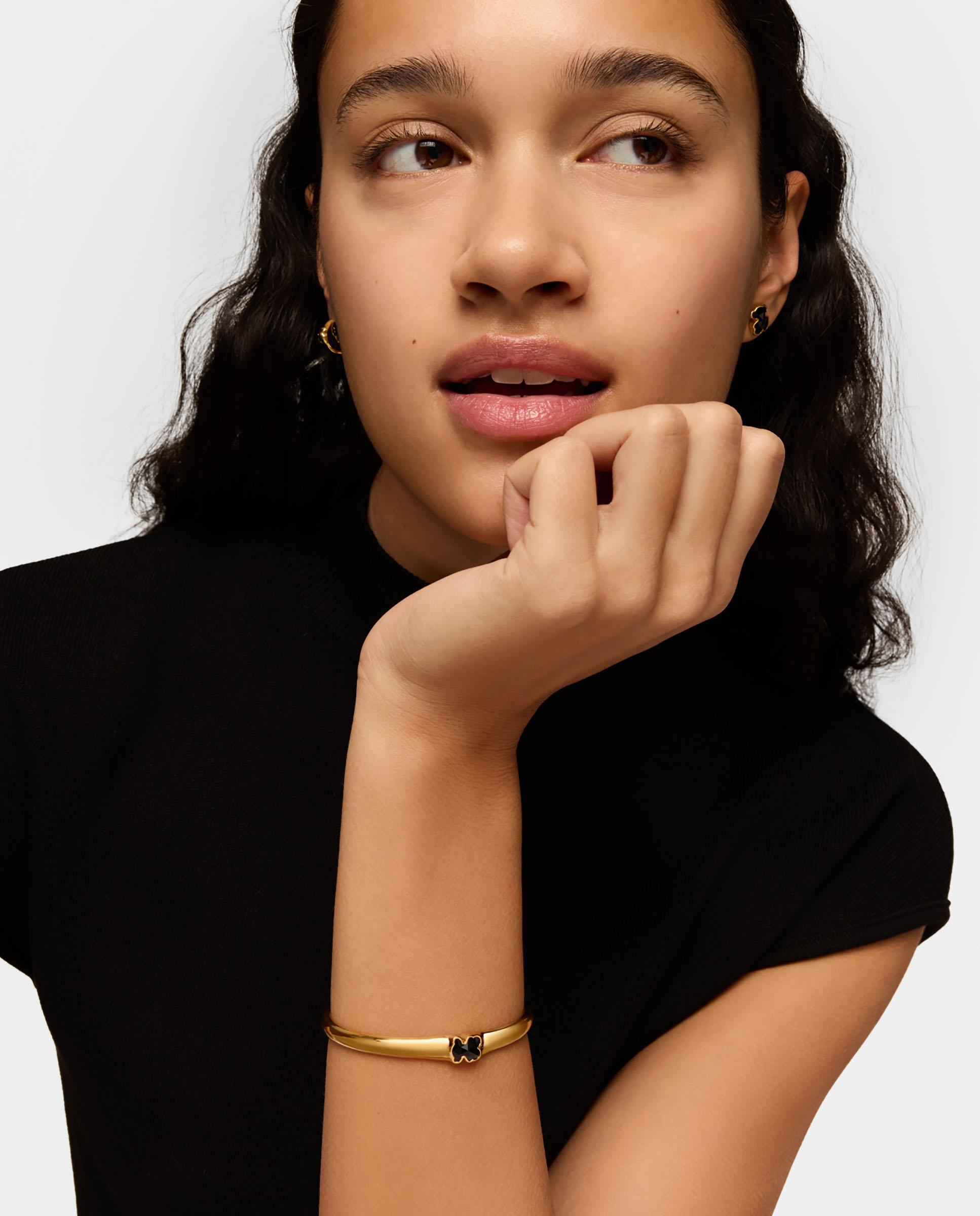 Pulsera icon color bañado en de oro 18 kt sobre plata y oso en ónix - Tous - Negro Negro-3