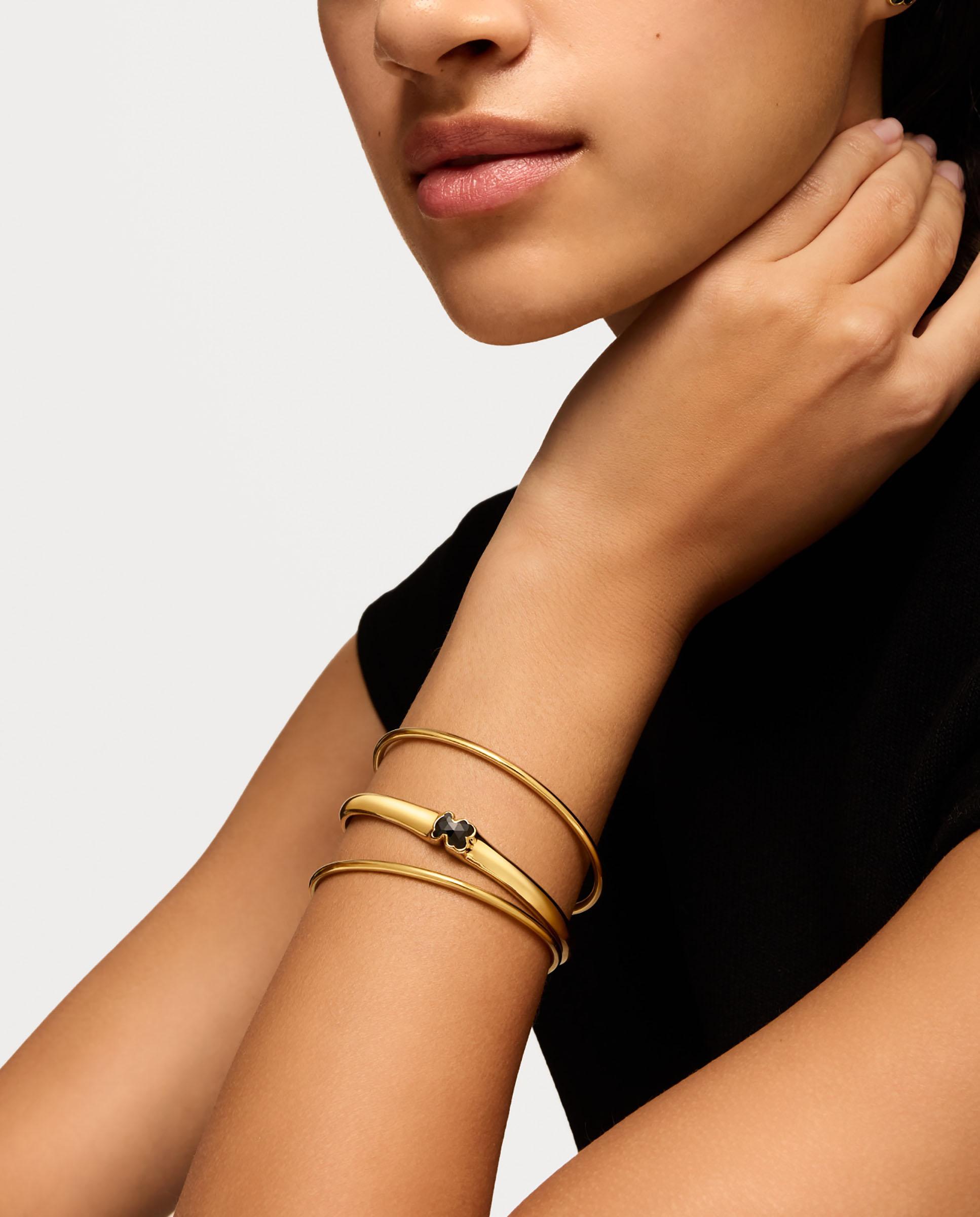 Pulsera icon color bañado en de oro 18 kt sobre plata y oso en ónix - Tous - Negro Negro-4