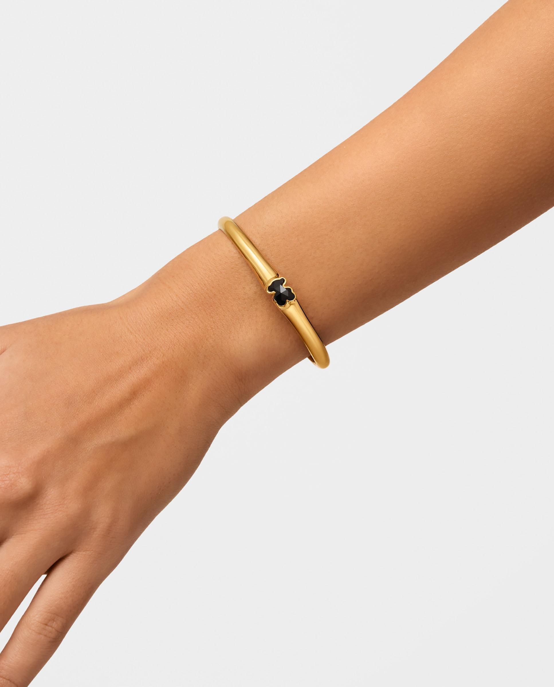 Pulsera icon color bañado en de oro 18 kt sobre plata y oso en ónix - Tous - Negro Negro-5