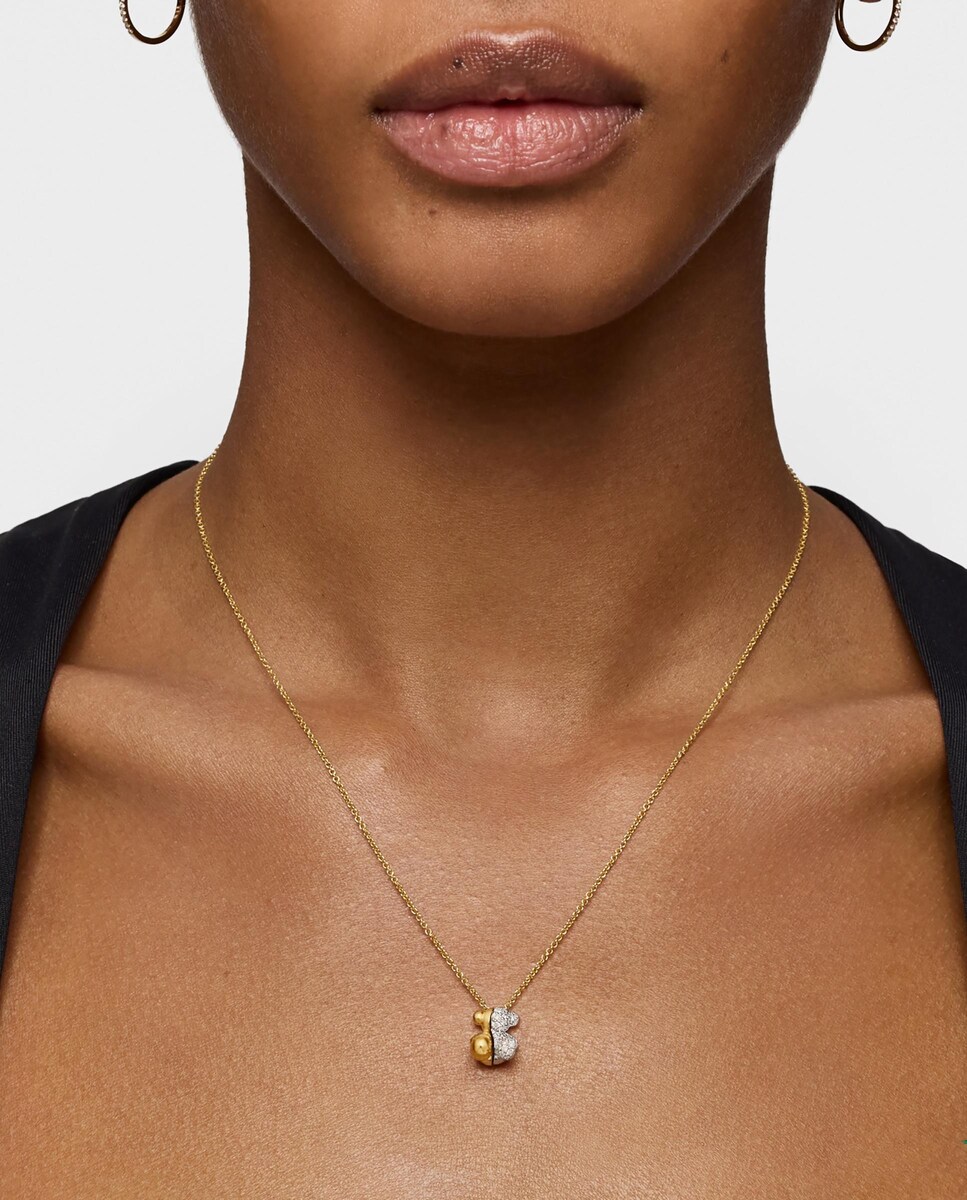 Collar Bold Bear corto doble oso pequeño de oro y oro blanco con