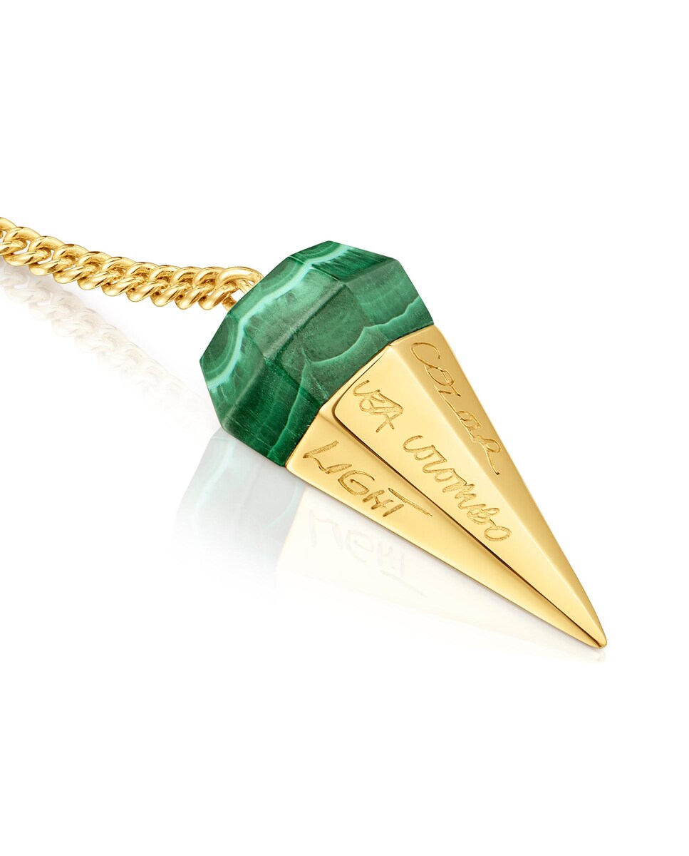 Collar Lea Colombo X Tous corto bañado en oro 18 kt sobre plata con malaquita Verde-2