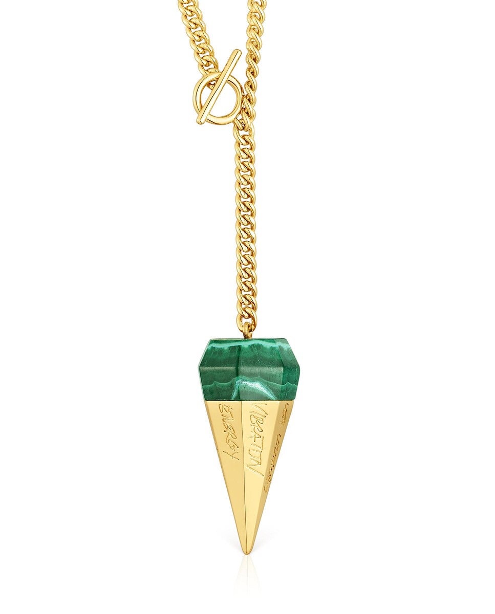 Collar Lea Colombo X Tous corto bañado en oro 18 kt sobre plata con malaquita Verde-3