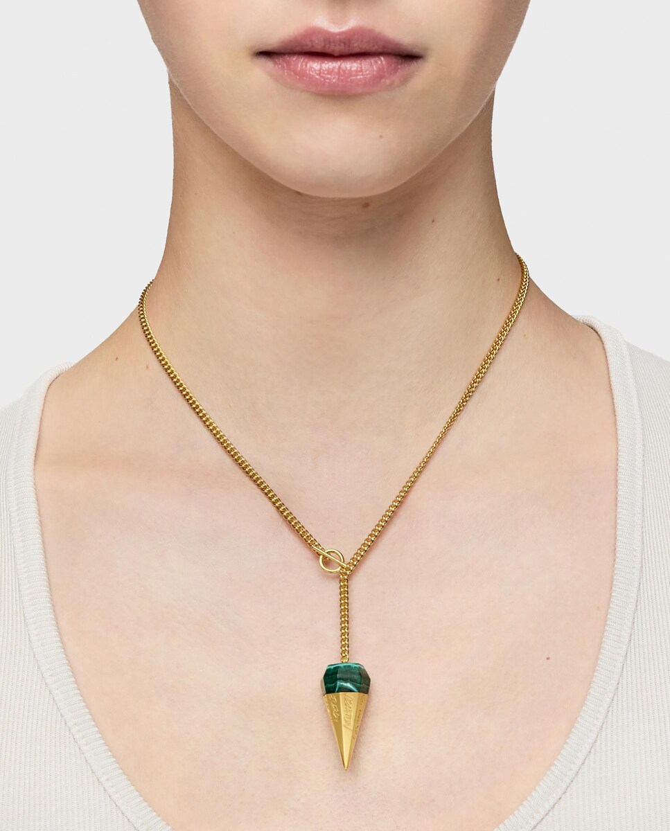 Collar Lea Colombo X Tous corto bañado en oro 18 kt sobre plata con malaquita Verde-4