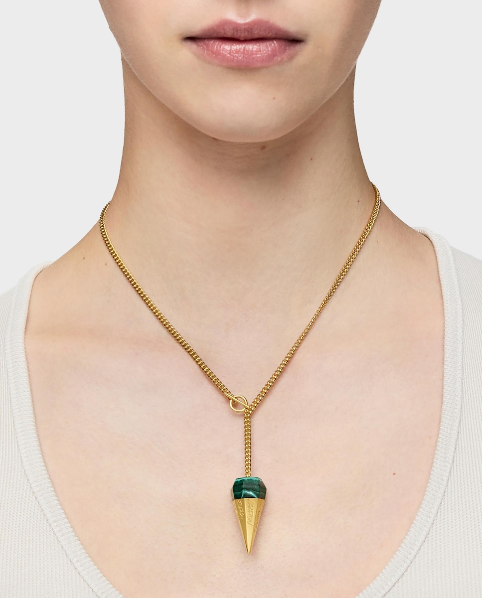 Collar Lea Colombo X Tous corto bañado en oro 18 kt sobre plata con malaquita Verde-4