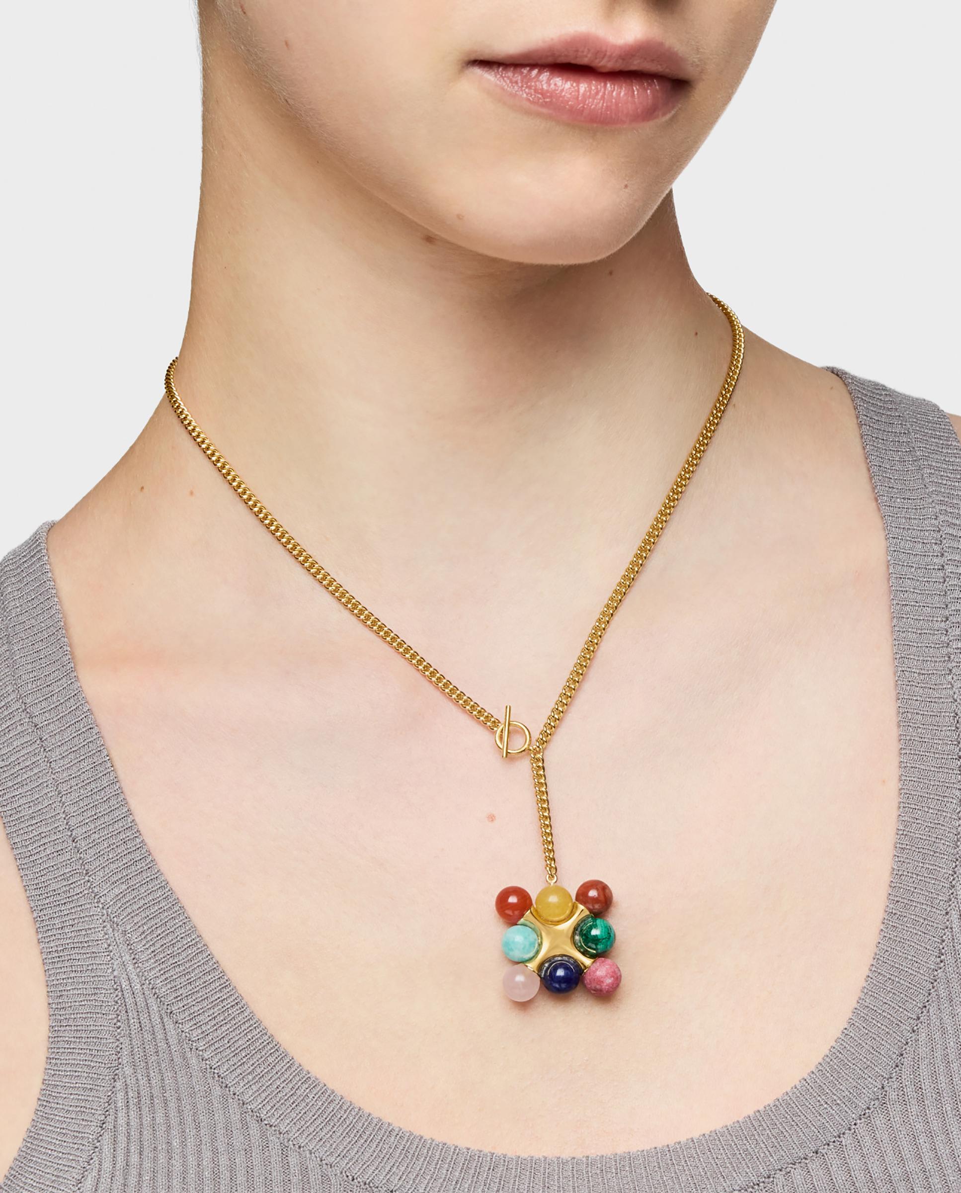 Colar Lea Colombo X Tous Curto Banhado em Ouro 18 Kt Sobre Prata com Multigemas Multicolor-4