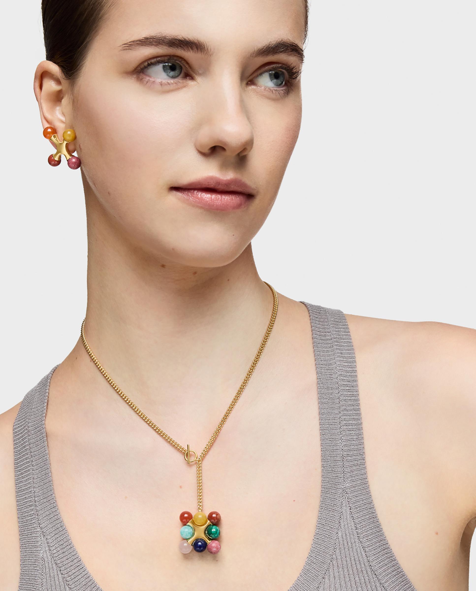 Colar Lea Colombo X Tous Curto Banhado em Ouro 18 Kt Sobre Prata com Multigemas Multicolor-5