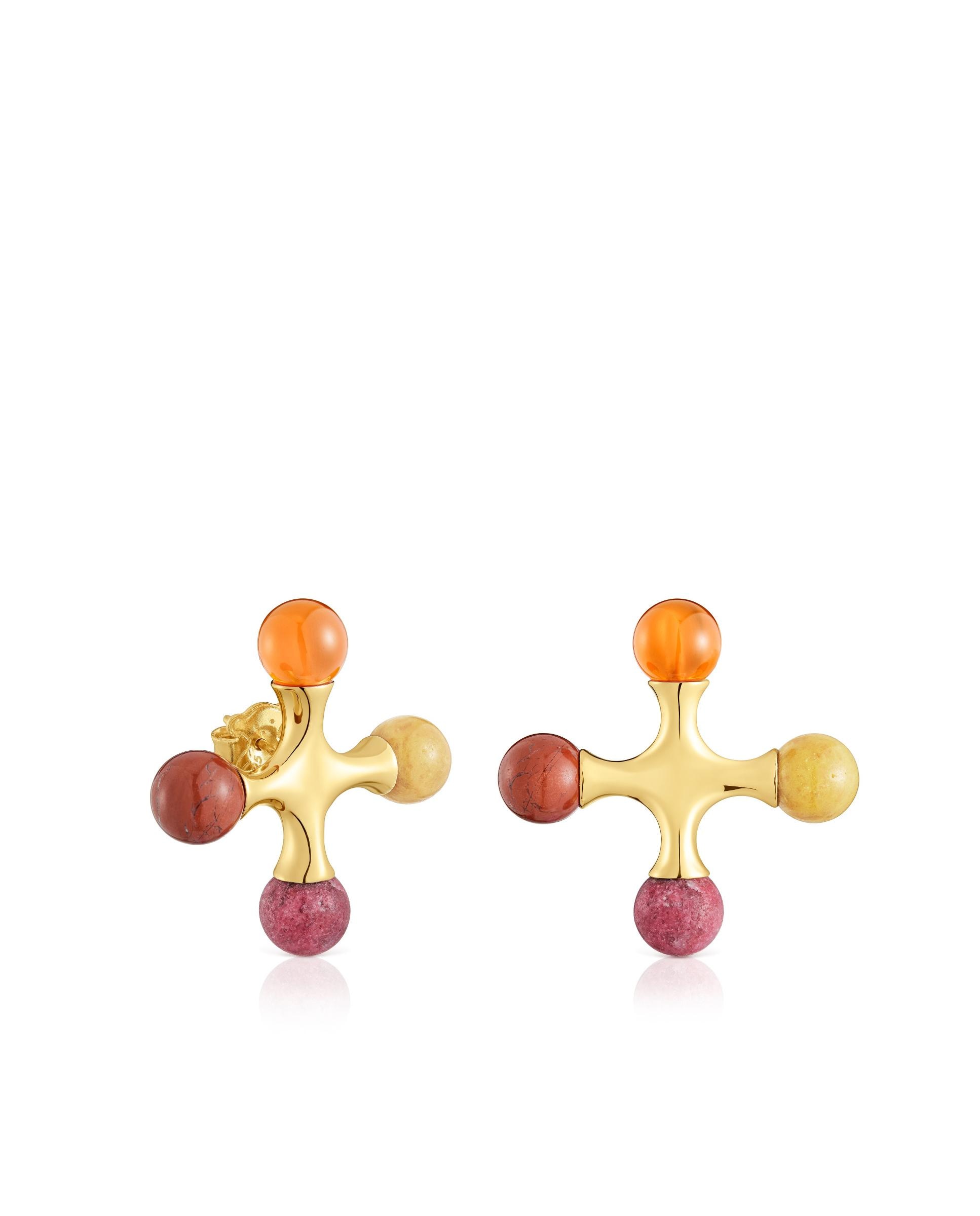 Pendentes Lea Colombo X Tous Banhados em Ouro 18 Kt Sobre Prata com Gemas Multicolor-1