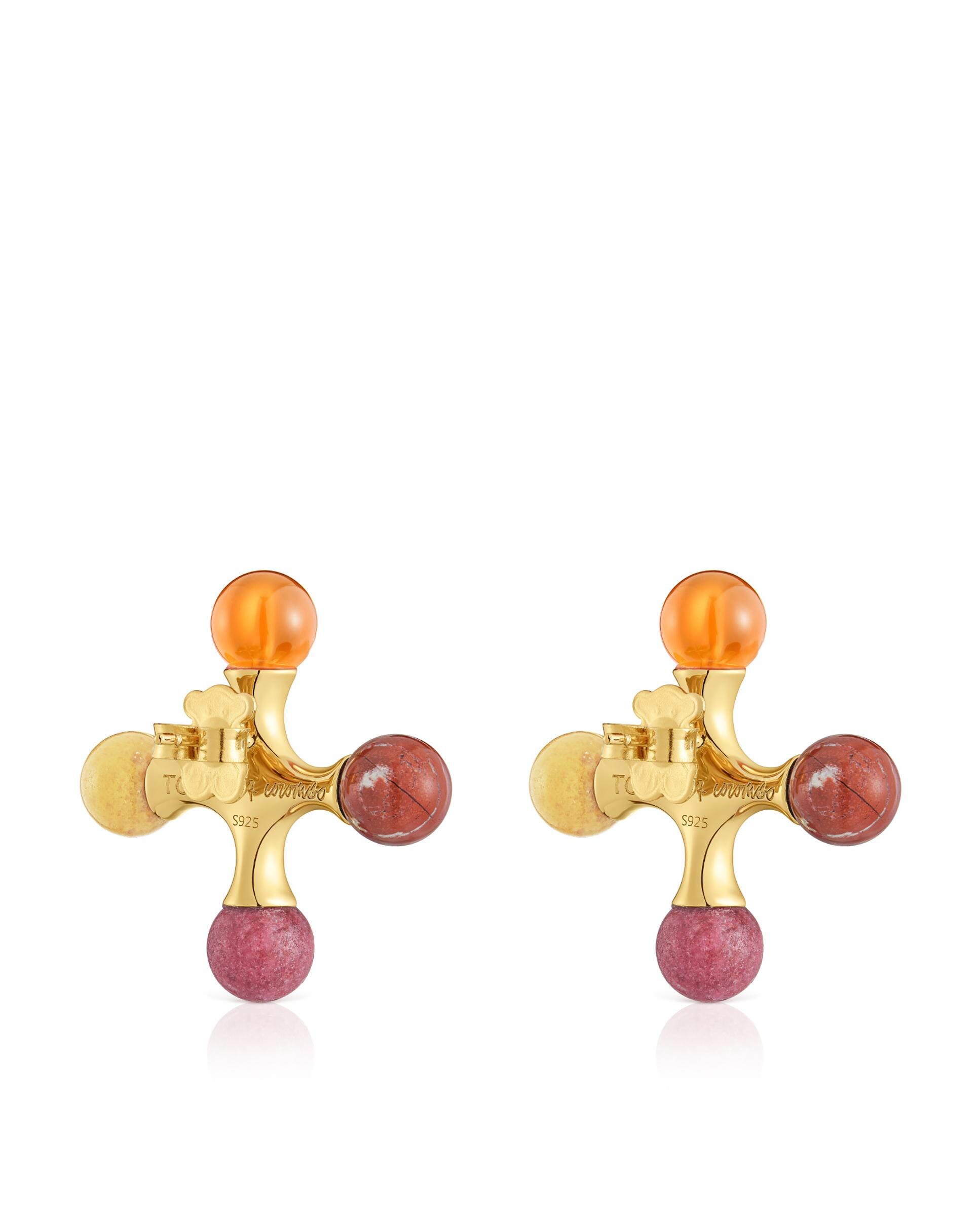Pendentes Lea Colombo X Tous Banhados em Ouro 18 Kt Sobre Prata com Gemas Multicolor-3