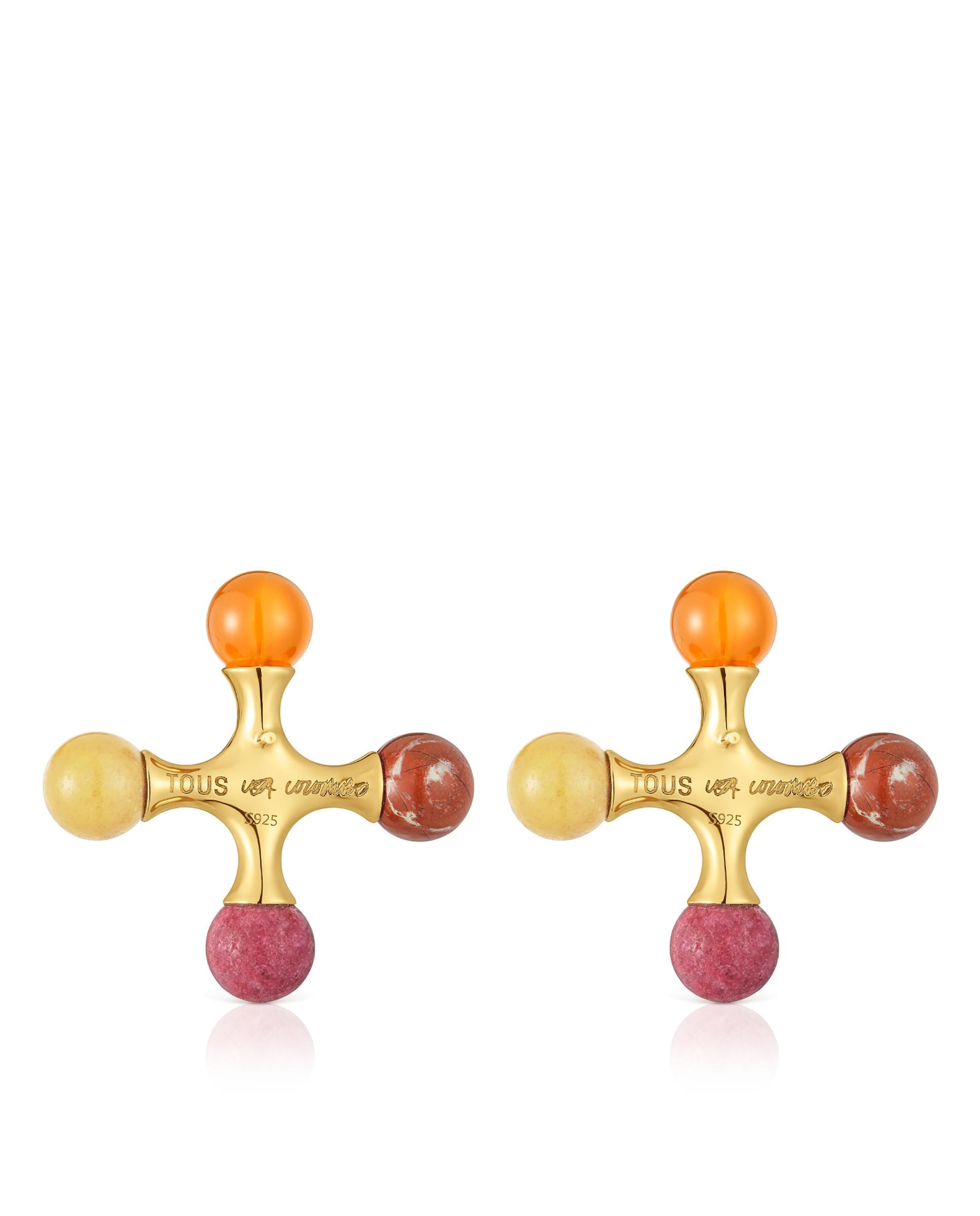 Pendentes Lea Colombo X Tous Banhados em Ouro 18 Kt Sobre Prata com Gemas Multicolor-4