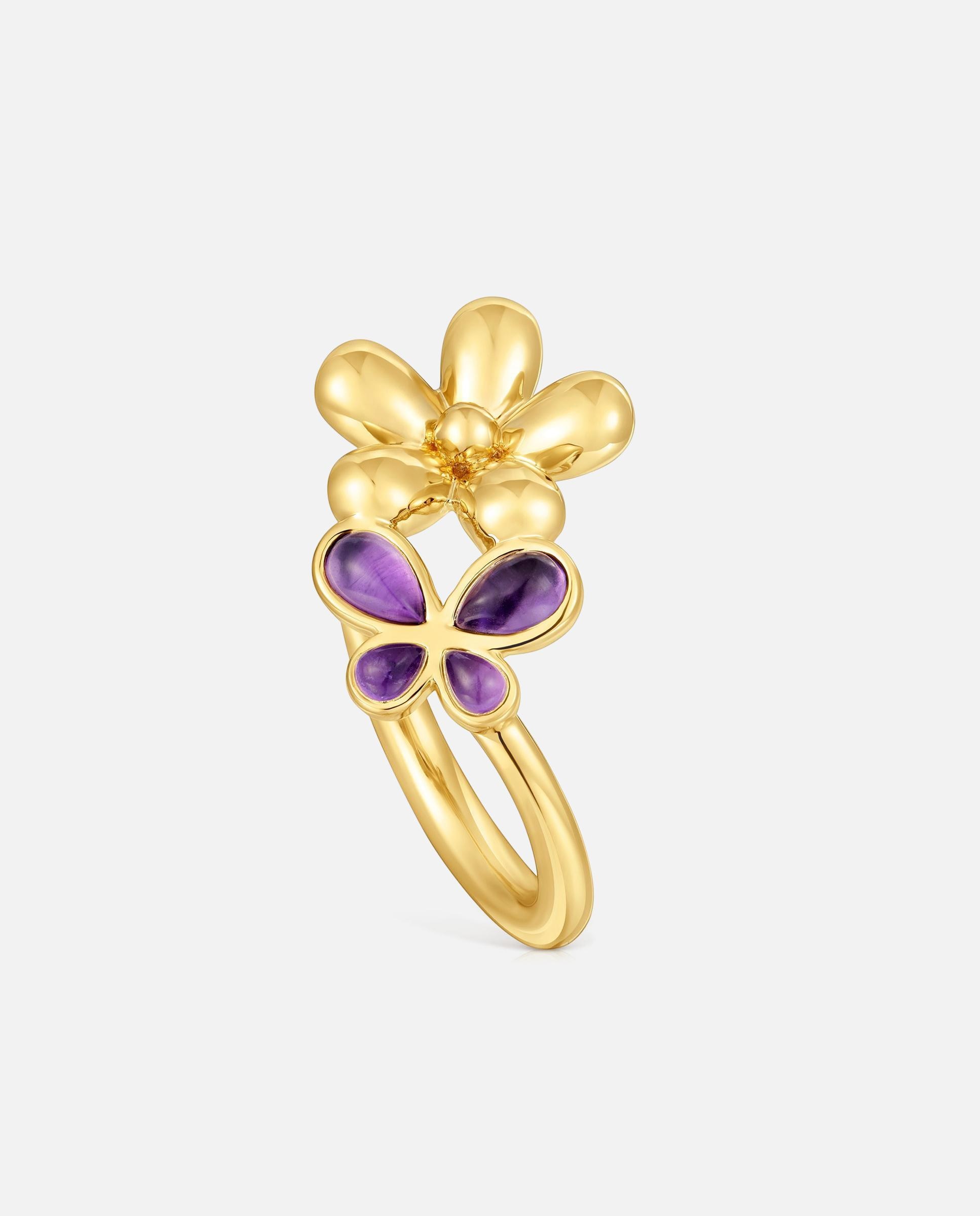 Anillo daisy bañado en oro de 18 kt sobre plata y amatista - Tous - Morado Morado-1