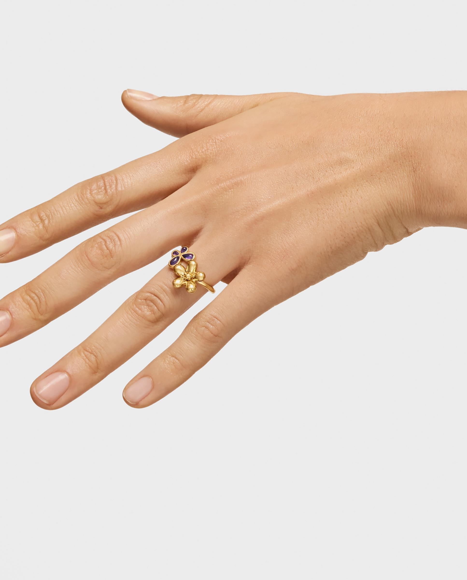 Anillo daisy bañado en oro de 18 kt sobre plata y amatista - Tous - Morado Morado-4