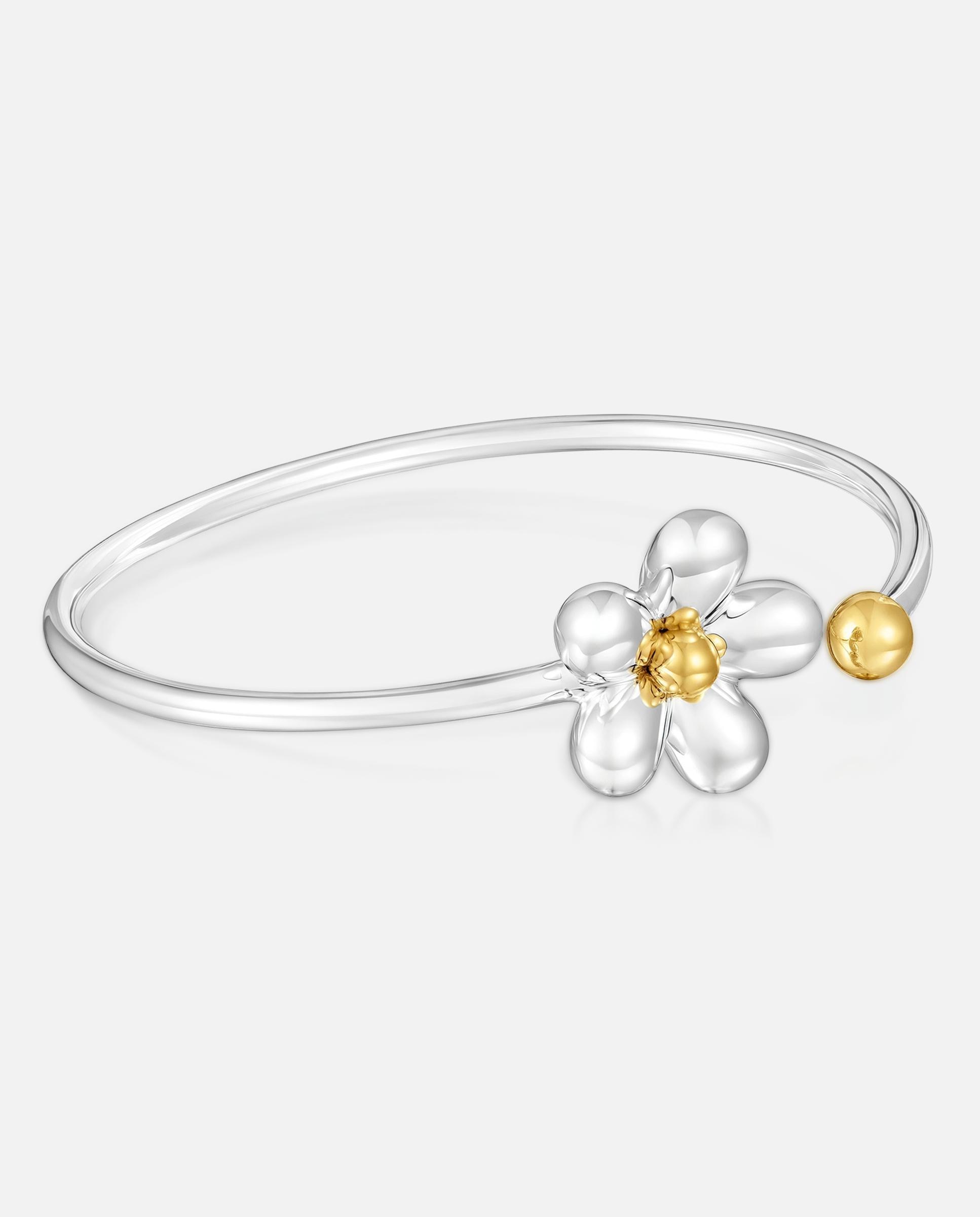 Pulsera rígida tous daisy de plata y baño de oro con motivo flor - Bicolor Bicolor-1