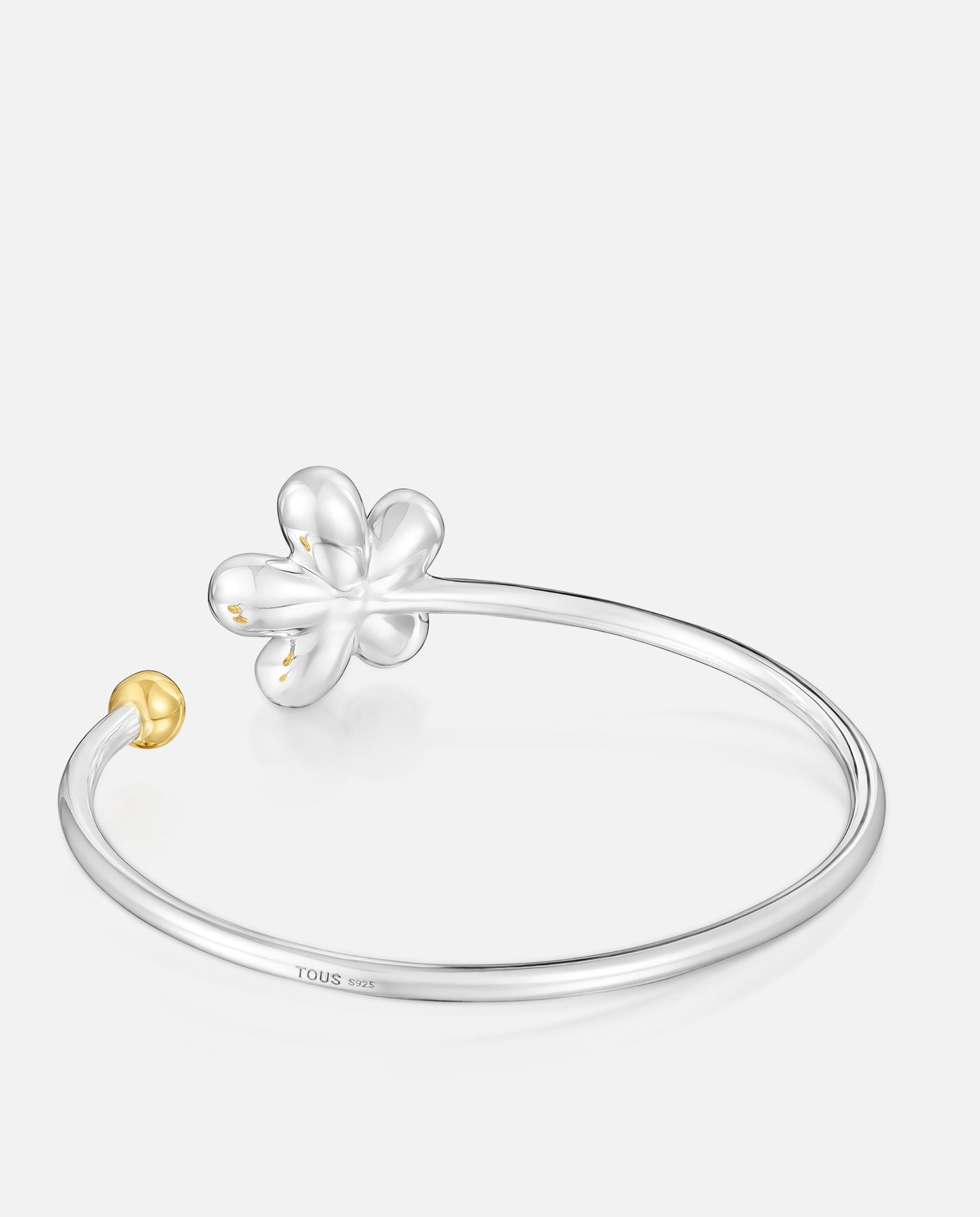 Pulsera rígida tous daisy de plata y baño de oro con motivo flor - Bicolor Bicolor-3