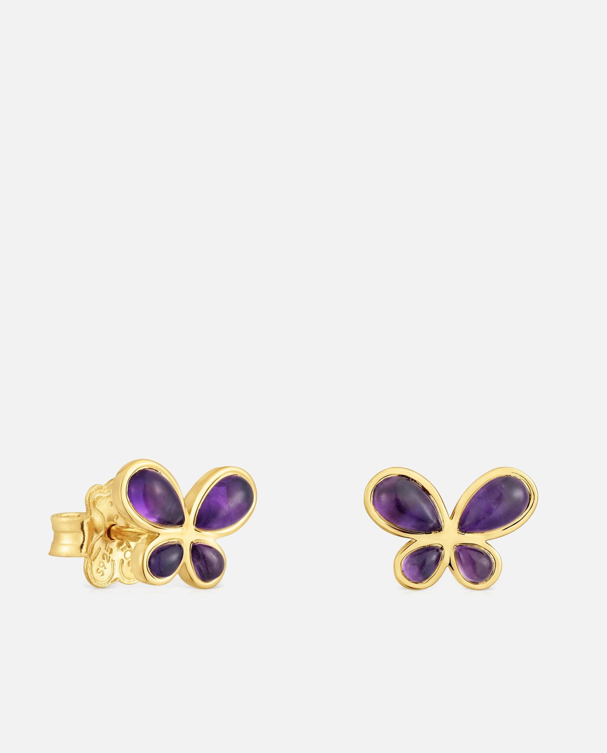 Pendientes daisy bañados en oro de 18 kt sobre plata y amatista - Tous - Morado Morado-1