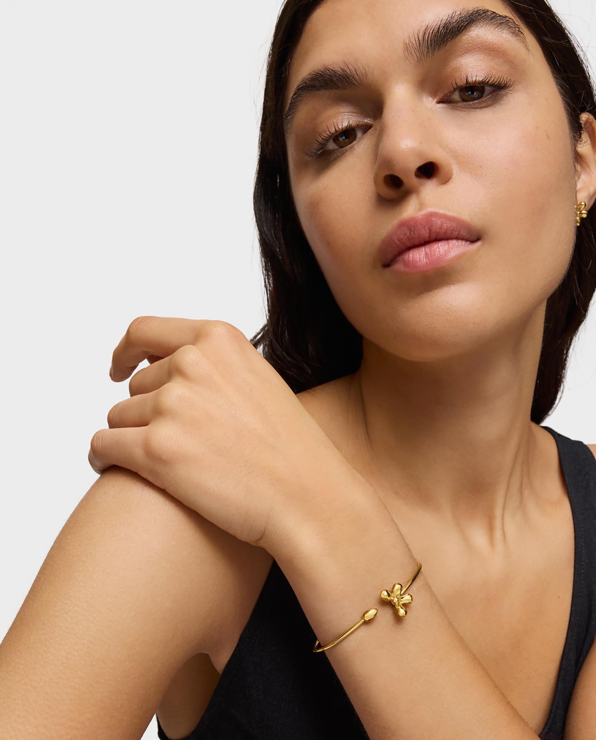 Pulsera rígida tous daisy de plata y baño de oro con motivo flor - Dorado Dorado-4