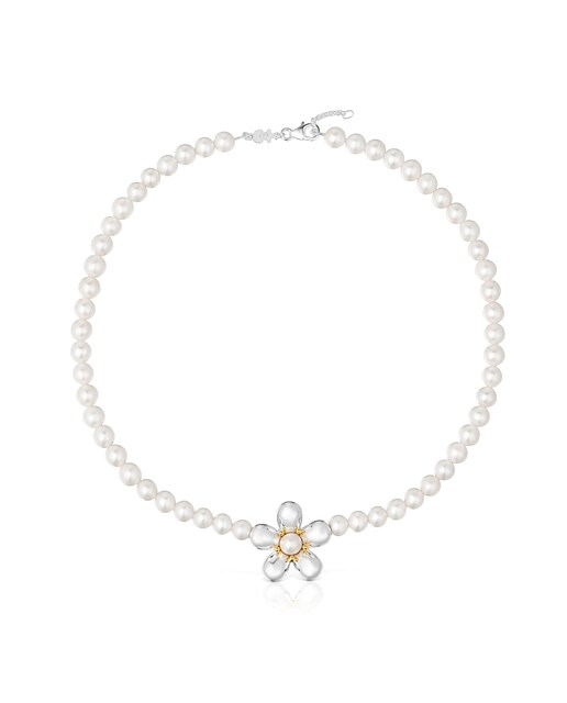 Imagen 0 de Collar corto Daisy bicolor y perlas
