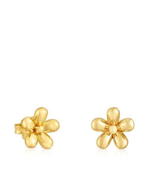 Imagen 0 de Pendientes Daisy flor bañados en oro de 18 kt sobre plata