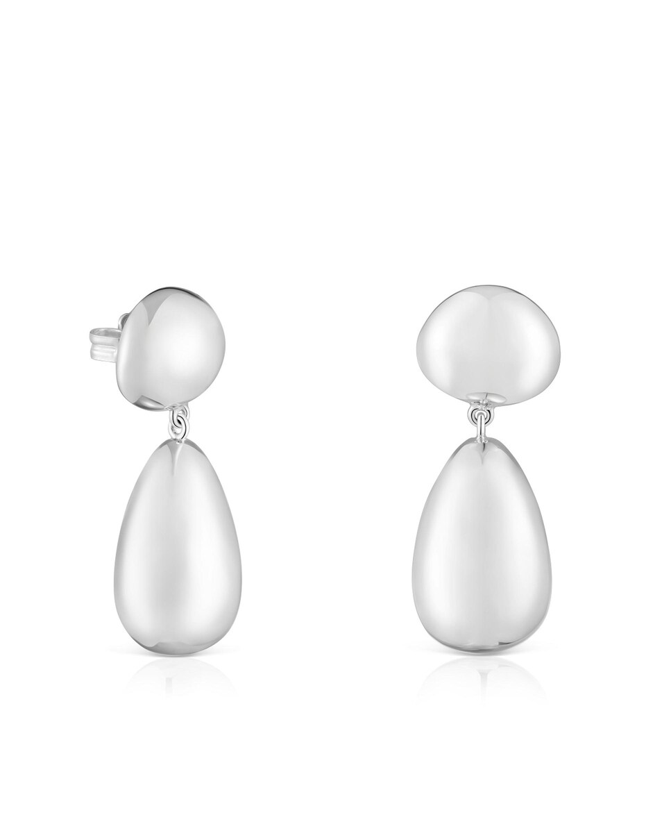 Pendientes largos Daisy de plata Plata-1