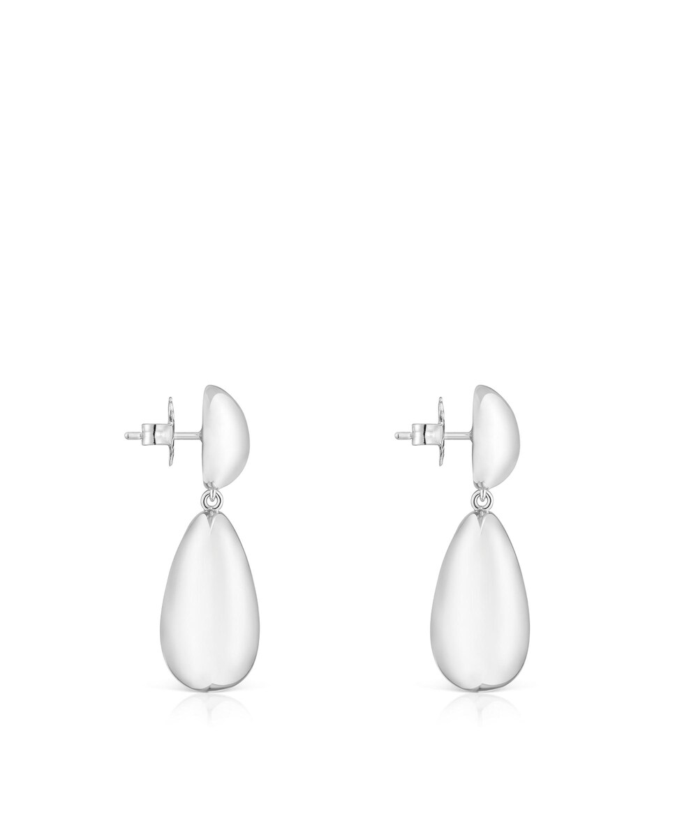 Pendientes largos Daisy de plata Plata-2