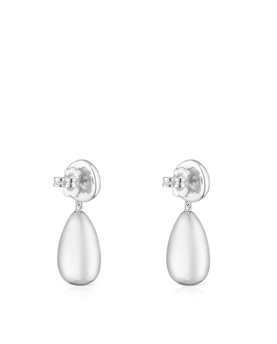 Pendientes largos Daisy de plata Plata-3