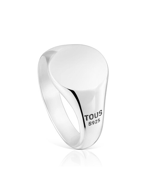 Imagen 0 de Anillo sello TOUS Man de plata envejecida motivo redondo