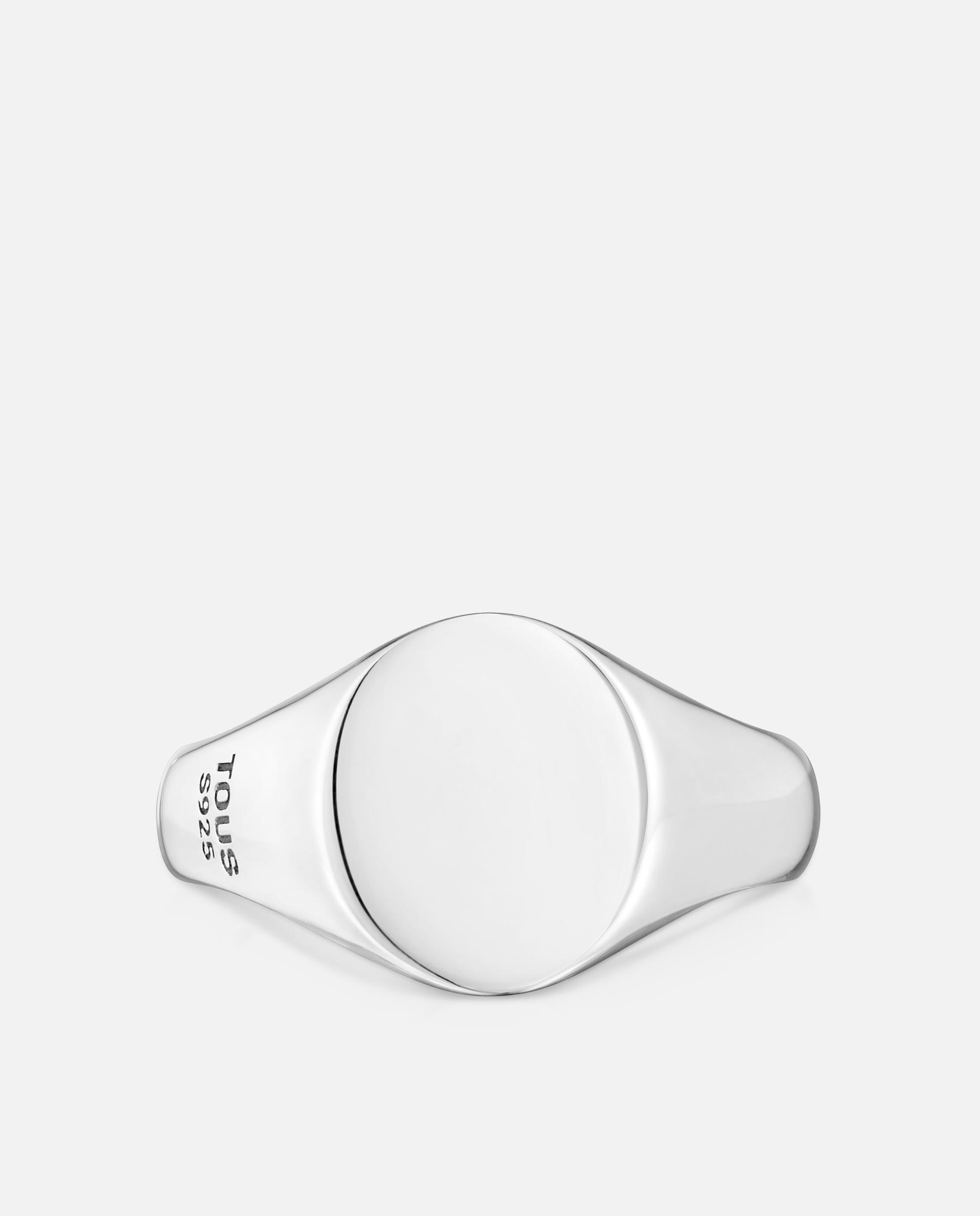 Anillo sello tous man de plata envejecida motivo redondo - Plateado Plateado-4