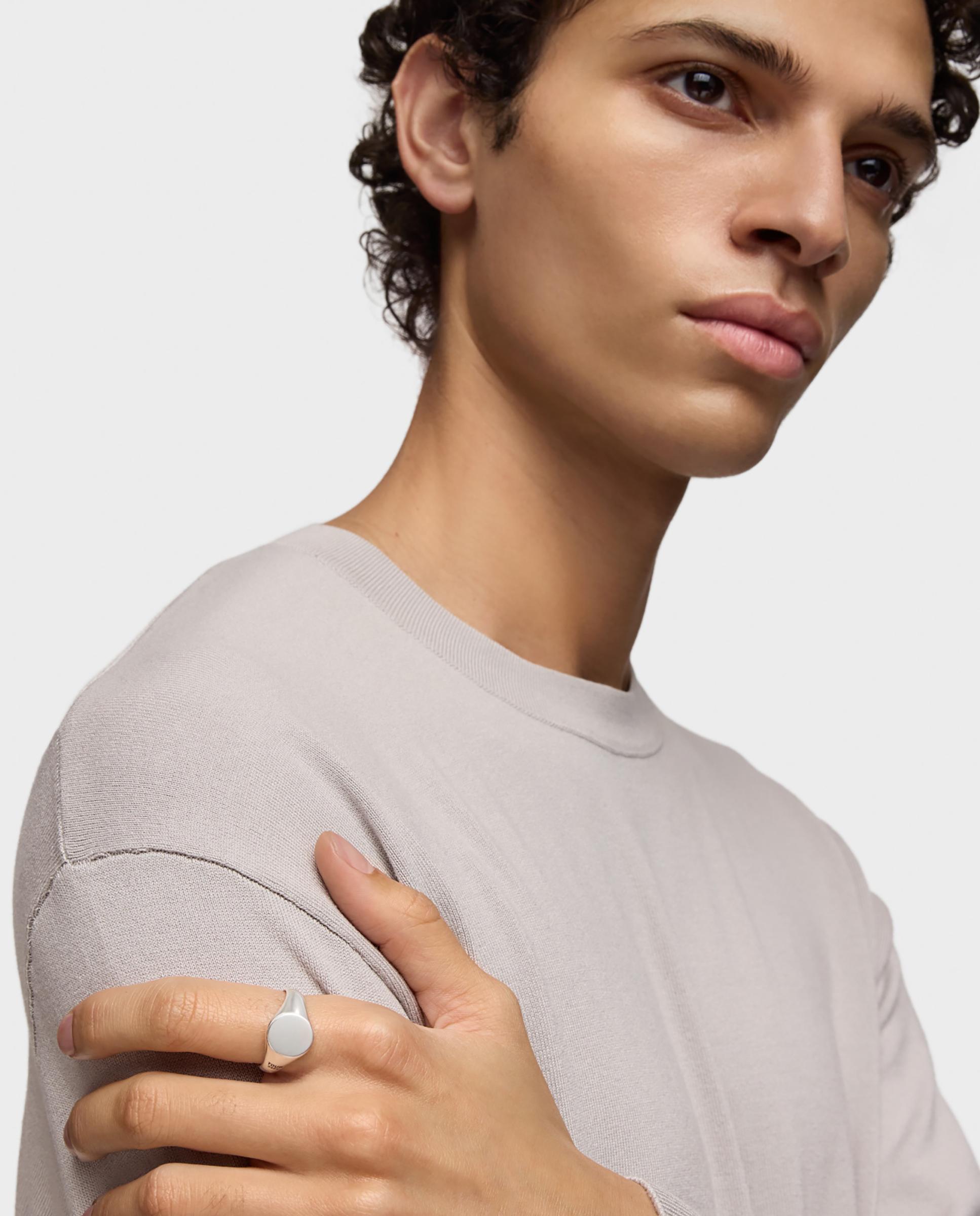 Anillo sello tous man de plata envejecida motivo redondo - Plateado Plateado-5