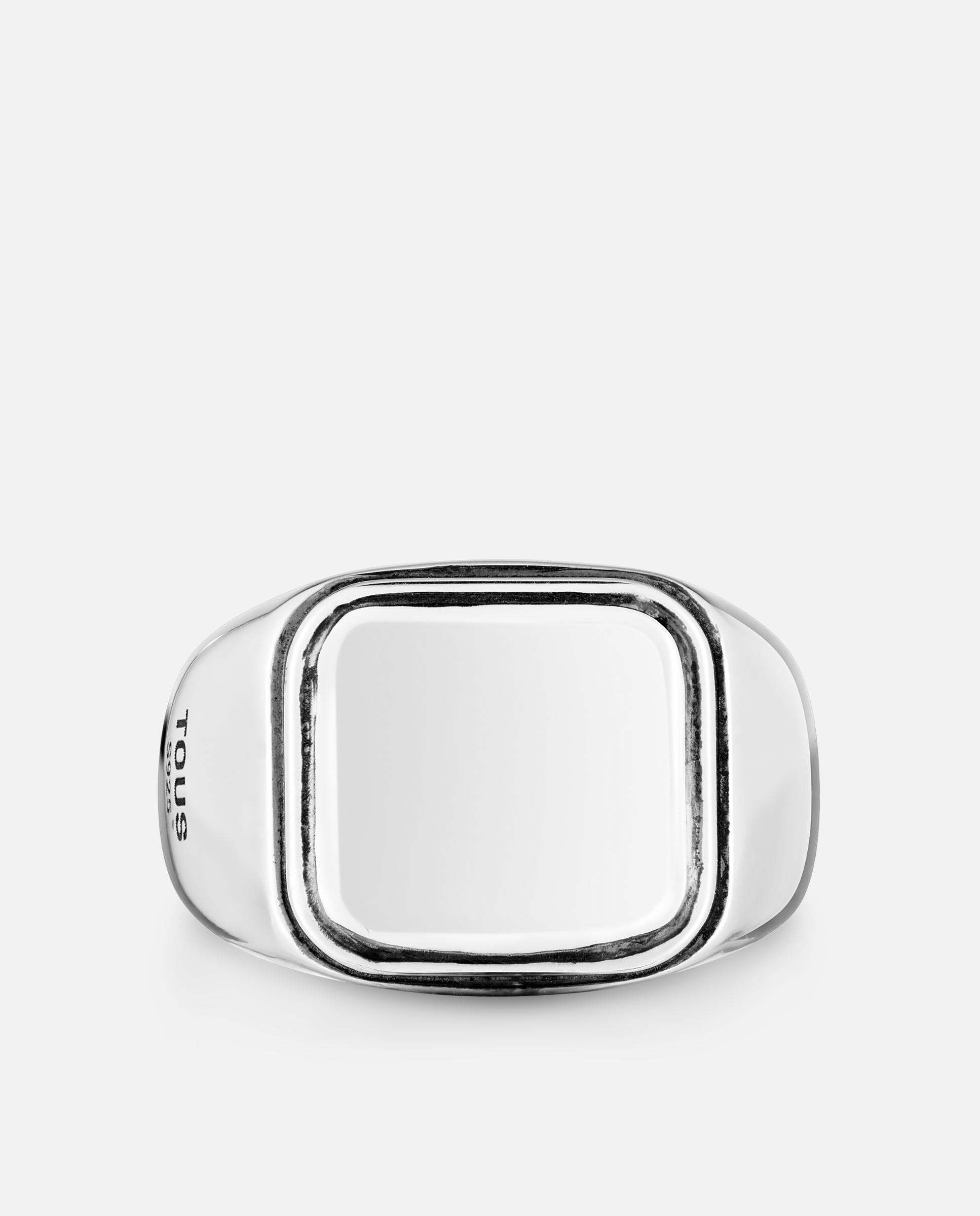 Anillo sello tous man de plata envejecida motivo cuadrado - Plateado Plateado-4