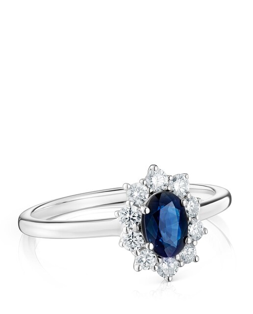 Imagen 0 de Anillo Sweet Sapphire de oro blanco con diamantes y zafiros