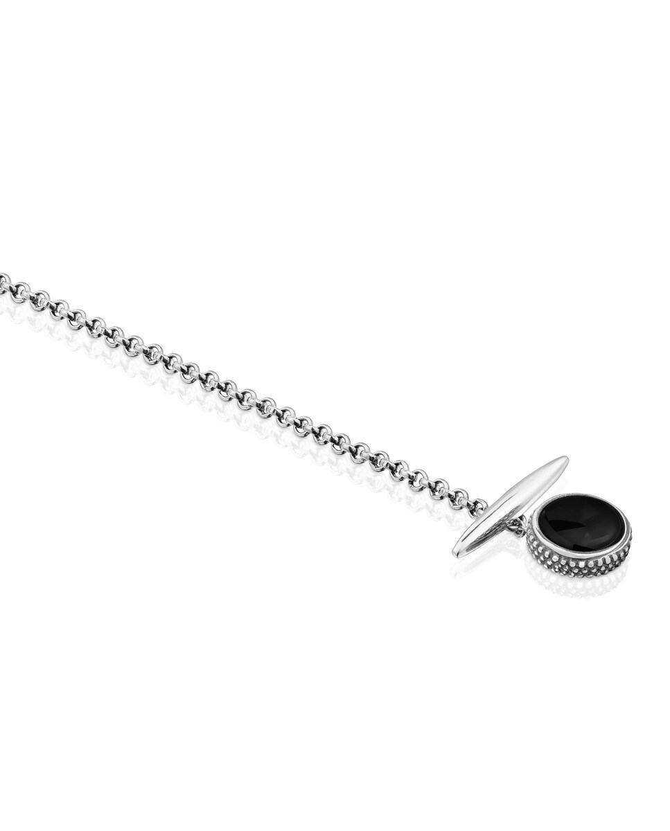 Pulsera cadena TOUS Man de plata envejecida y ónix · Tous · El