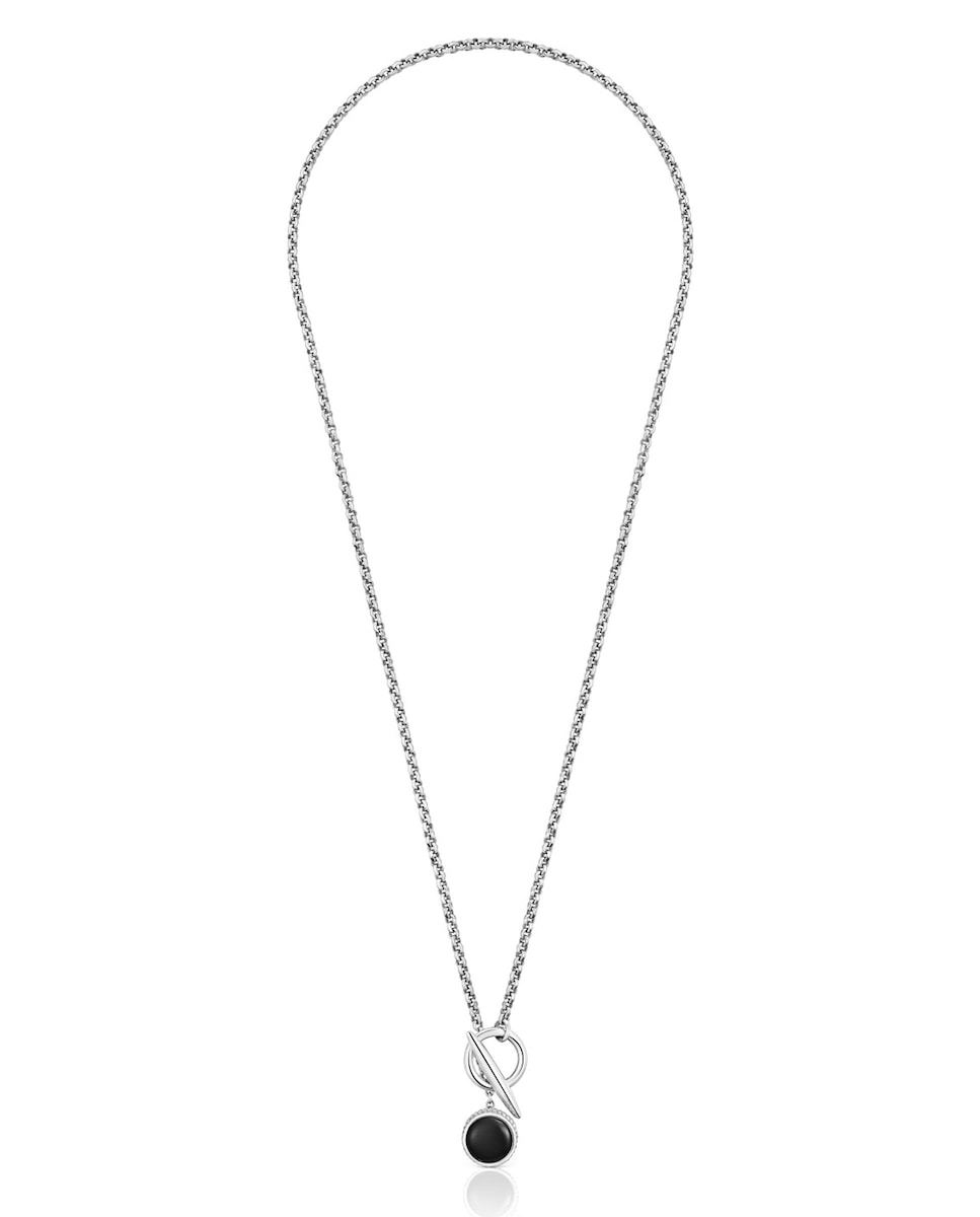 Collar TOUS Man corto cadena de plata envejecida y ónix Negro-2