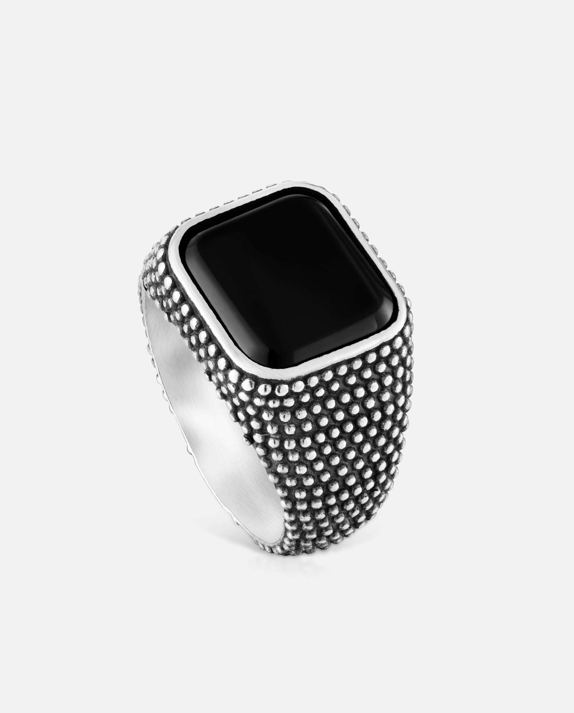 Imagen 0 de Anillo sello tous man de plata envejecida y ónix Negro