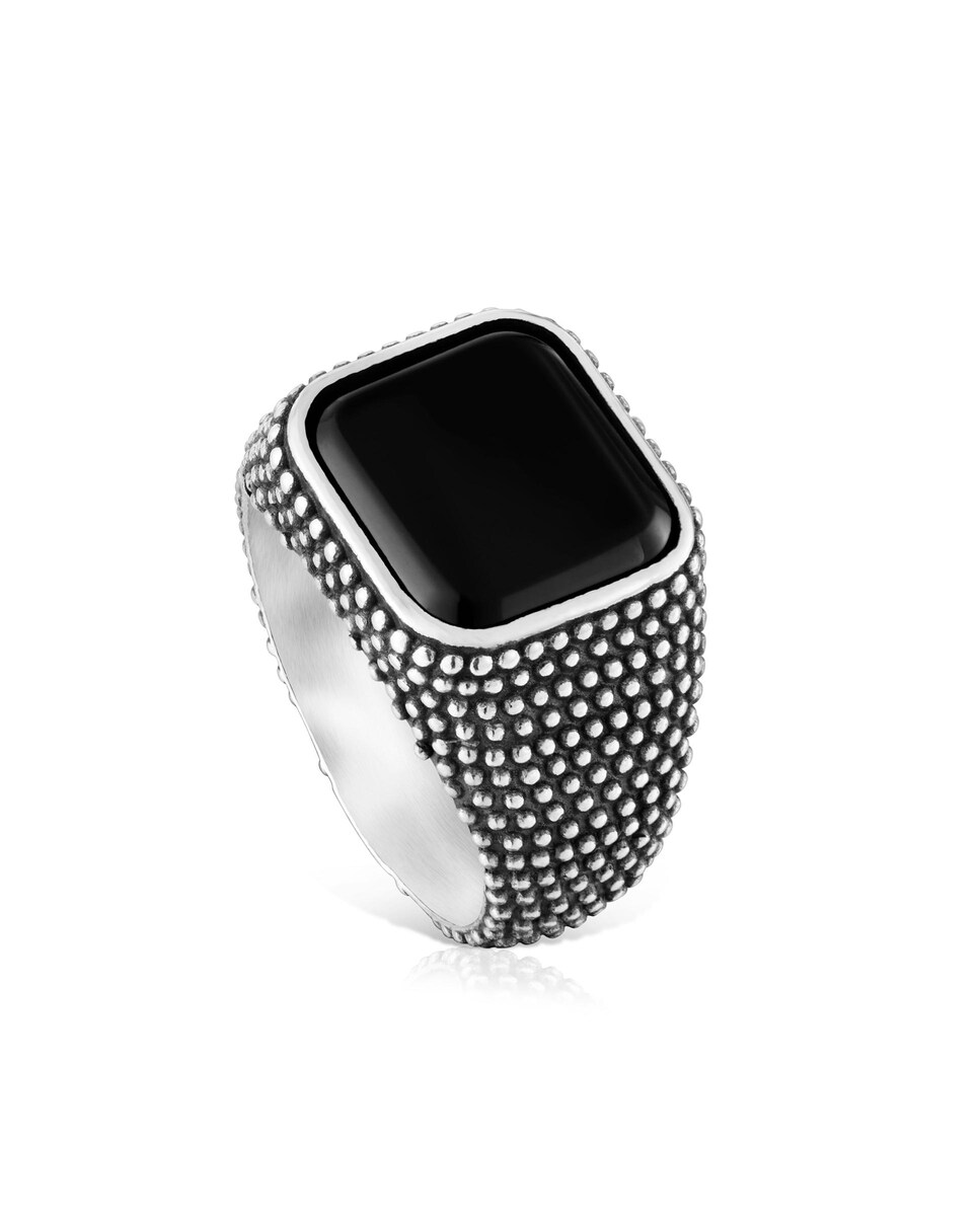 Anillo sello TOUS Man de plata envejecida y ónix 12 Negro