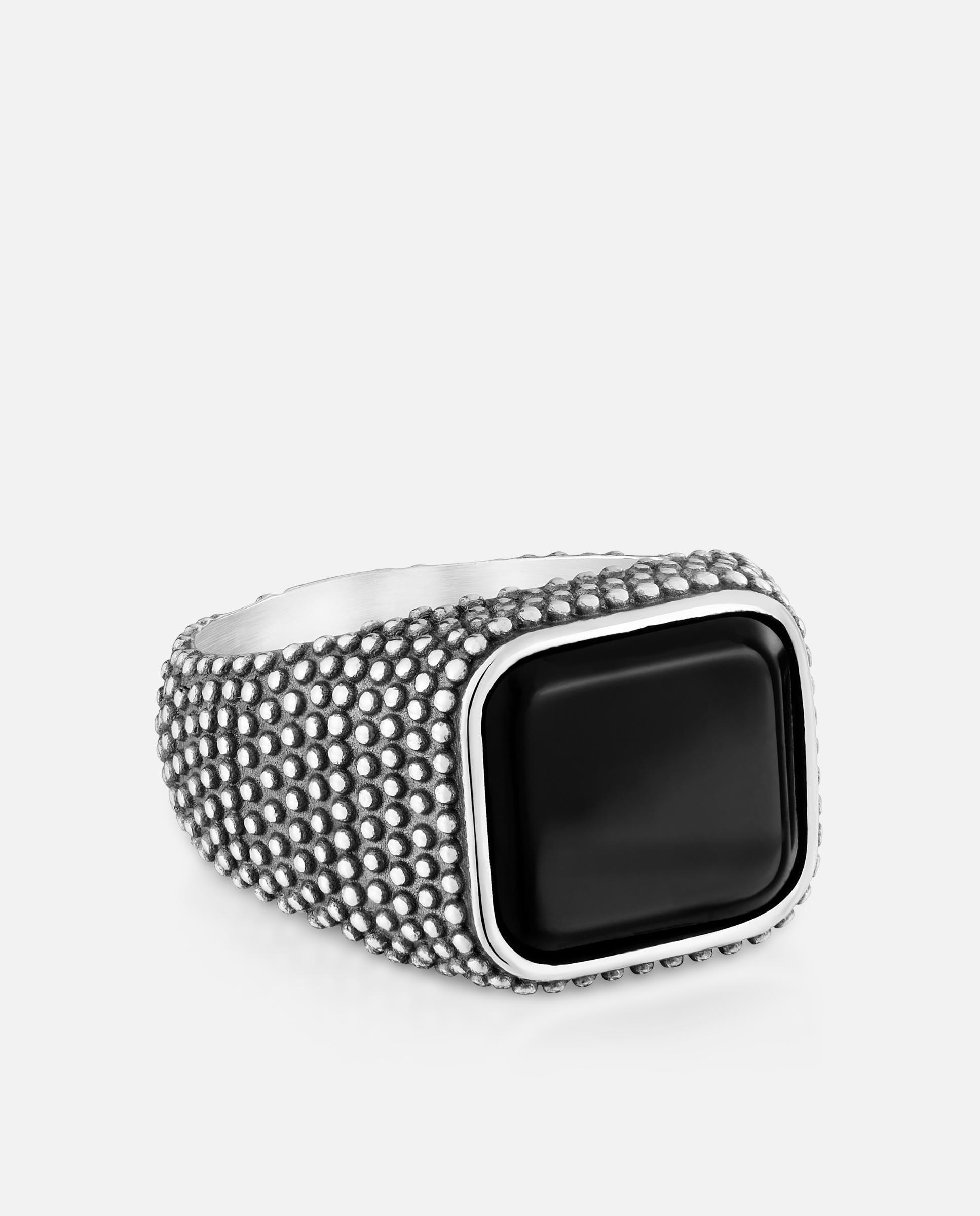 Anillo sello tous man de plata envejecida y ónix - Negro Negro-2