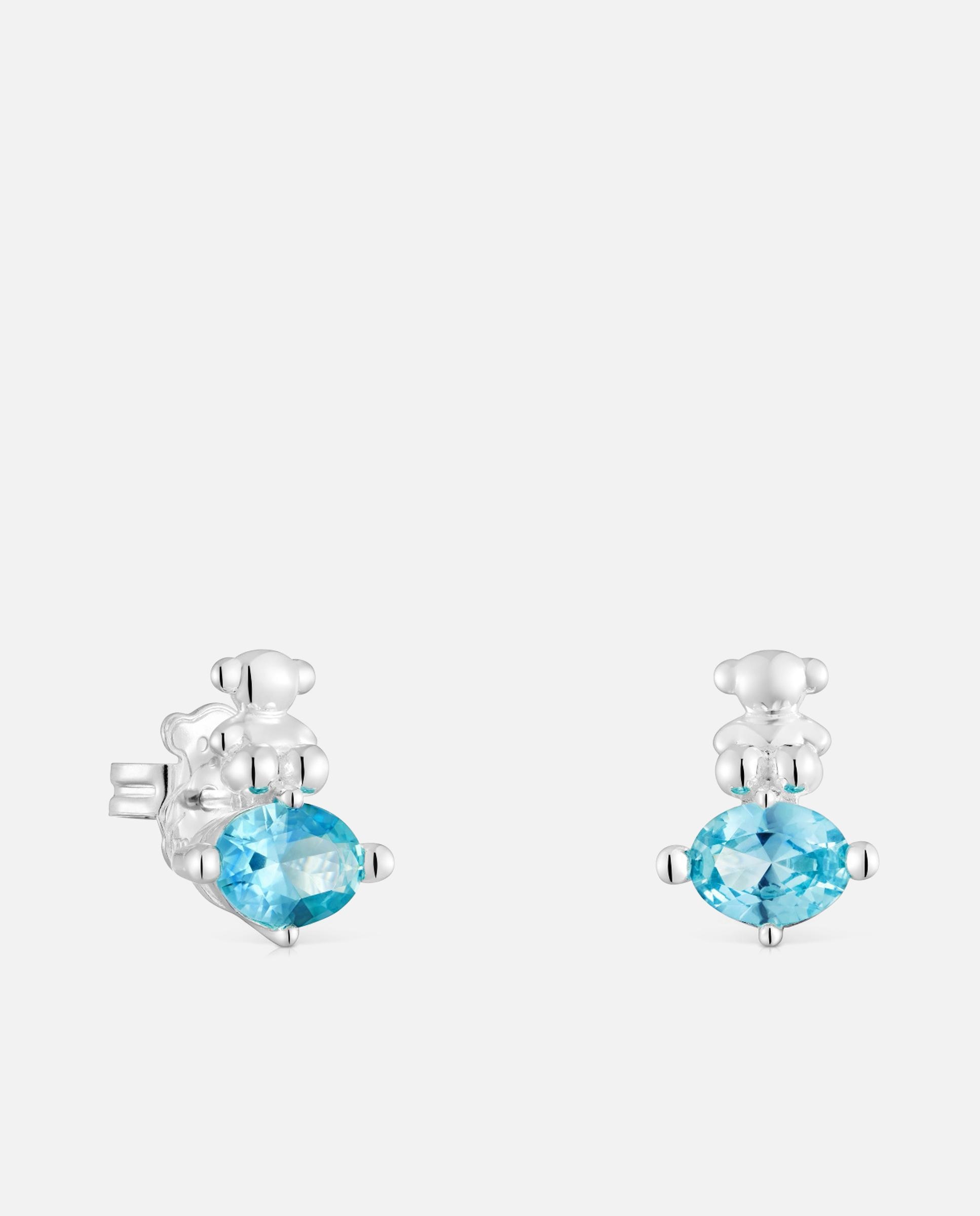 Imagen 0 de Pendientes bold bear lgg con oso de plata y zafiro azul creado en laboratorio Azul celeste