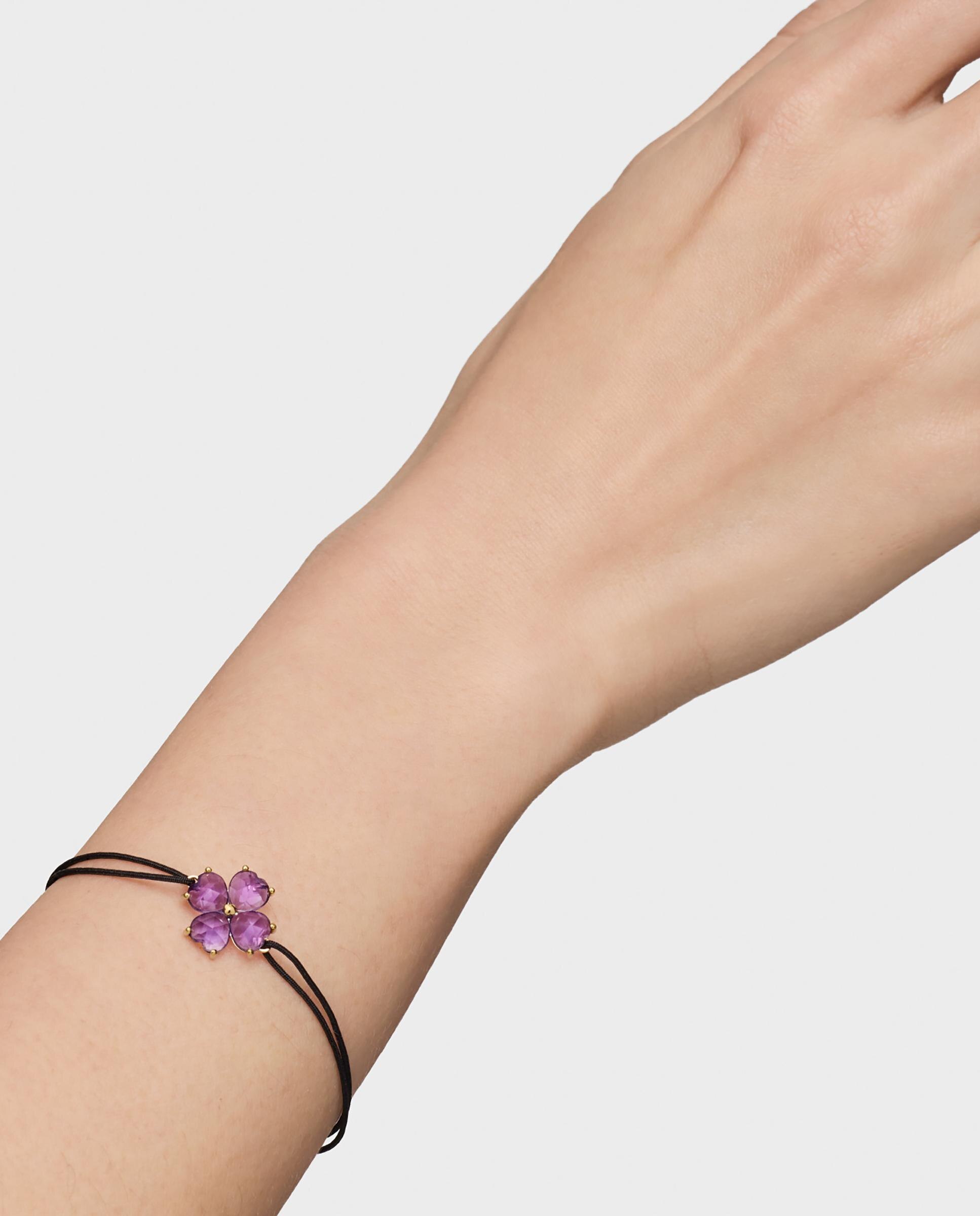 Pulsera daisy de oro con amatista y nylon negro - Tous - Morado Morado-5