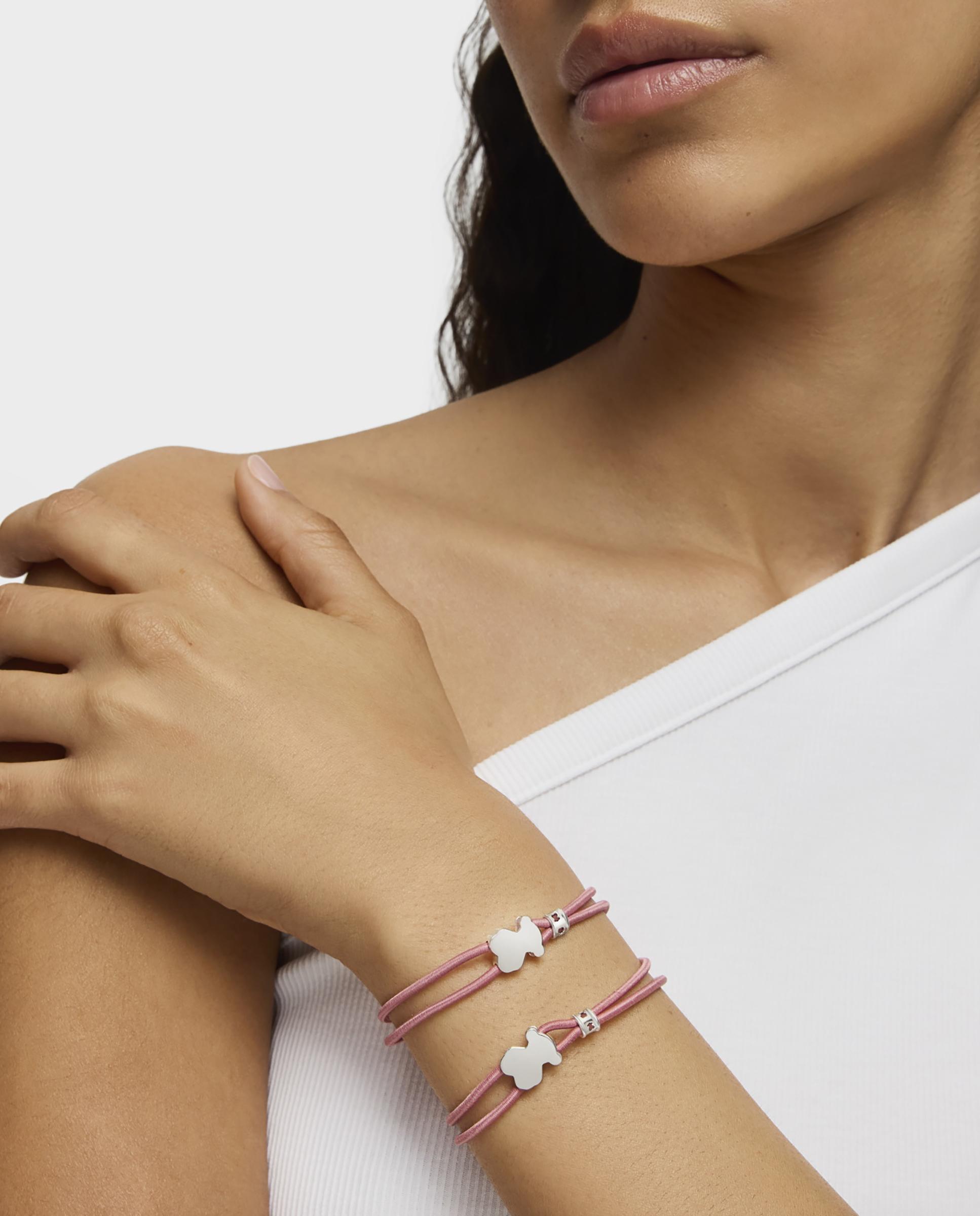 Pulsera tous sweet dolls elástica de 17cm con motivo de plata - Rosa Rosa-4